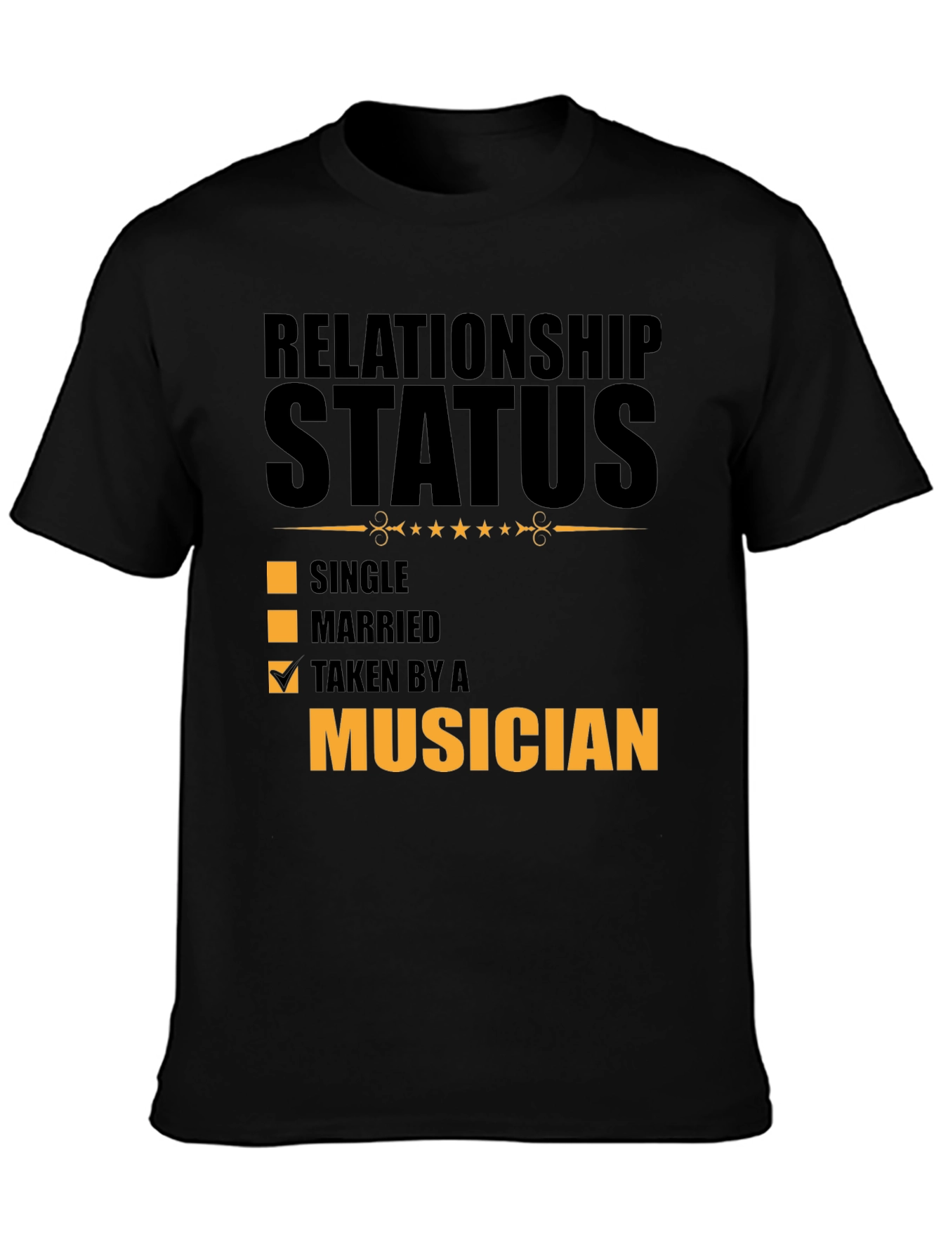 Black Taken By A Musician Relationship Status Graphic Tee view 3