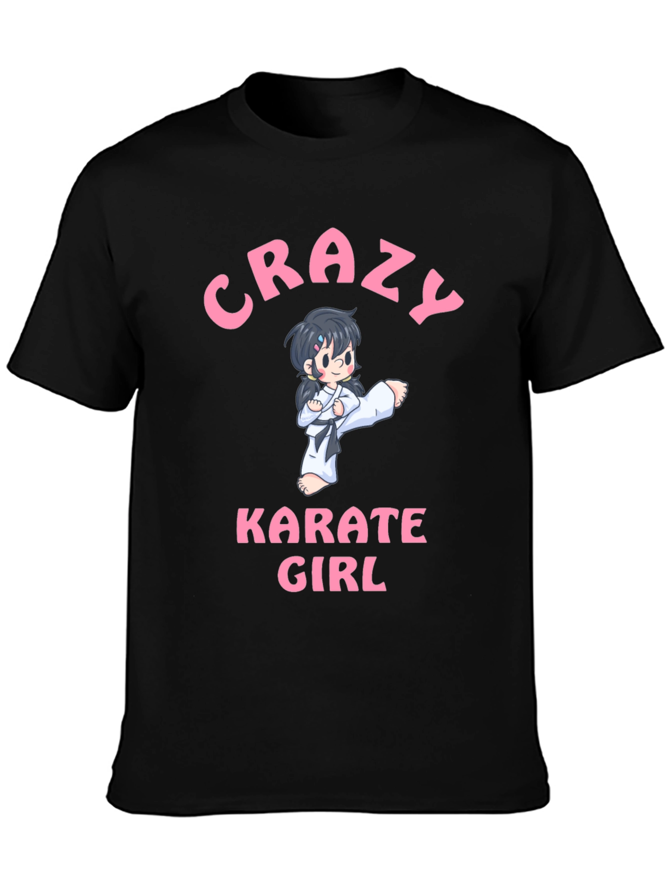 Black Crazy Karate Girl Black T-Shirt view 3