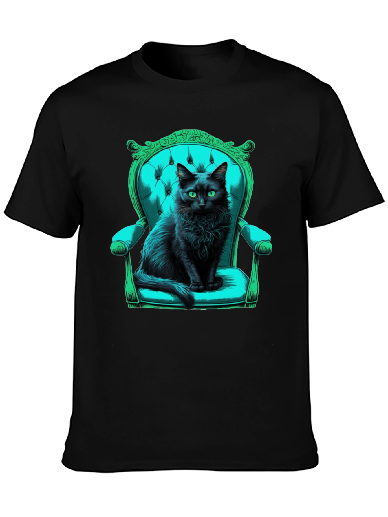 Black Black Cat in Chair Graphic Tee view 3