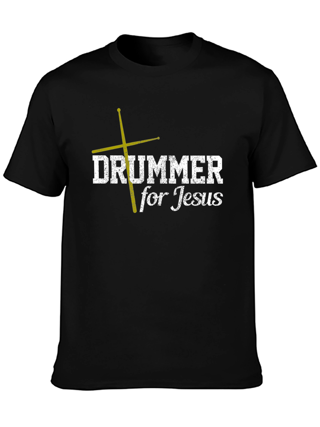 Black Drummer for Jesus Black T-Shirt - Christian Music Apparel view 3