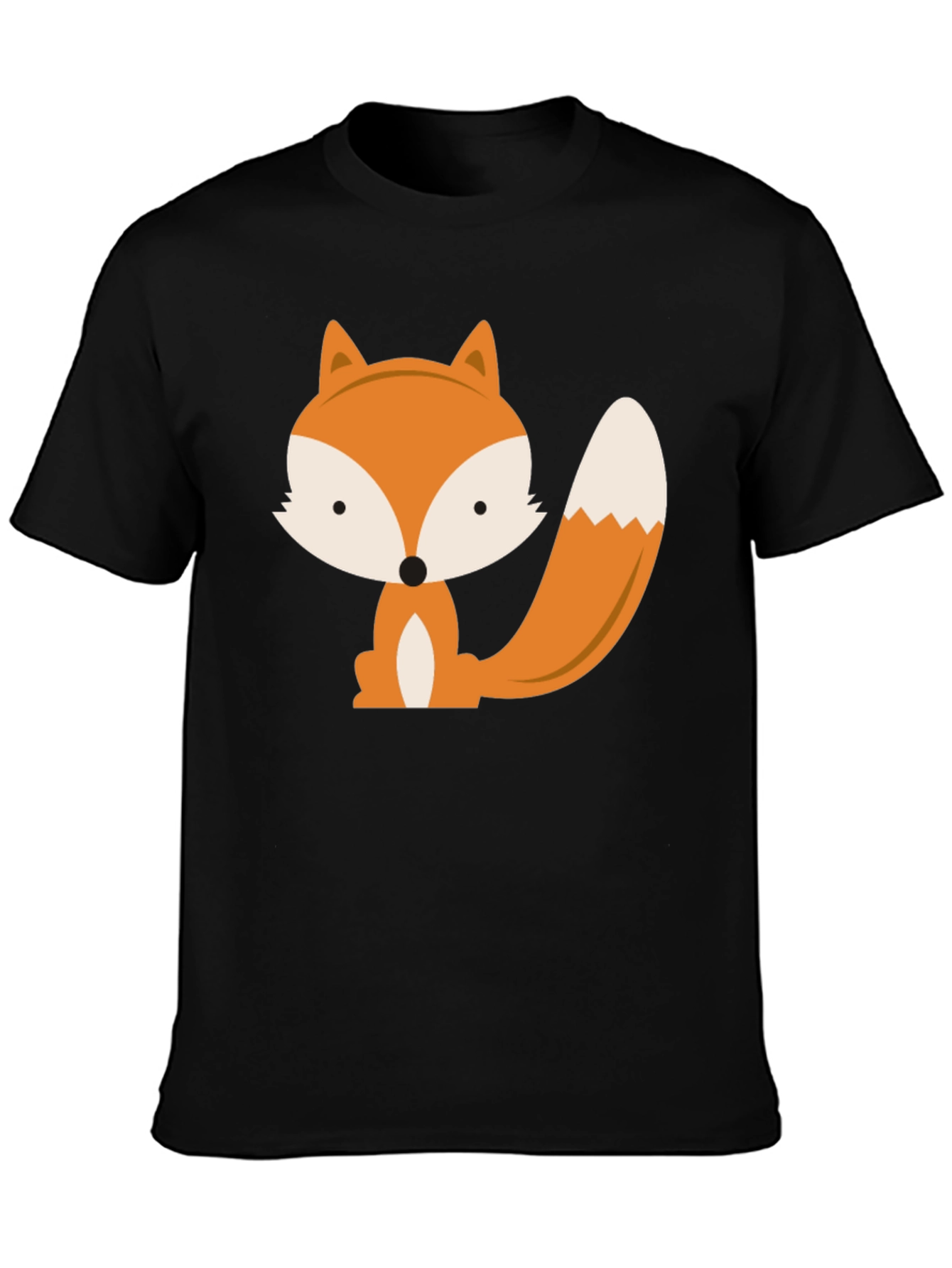 Black Cute Fox Graphic Tee - Black Unisex T-Shirt view 3
