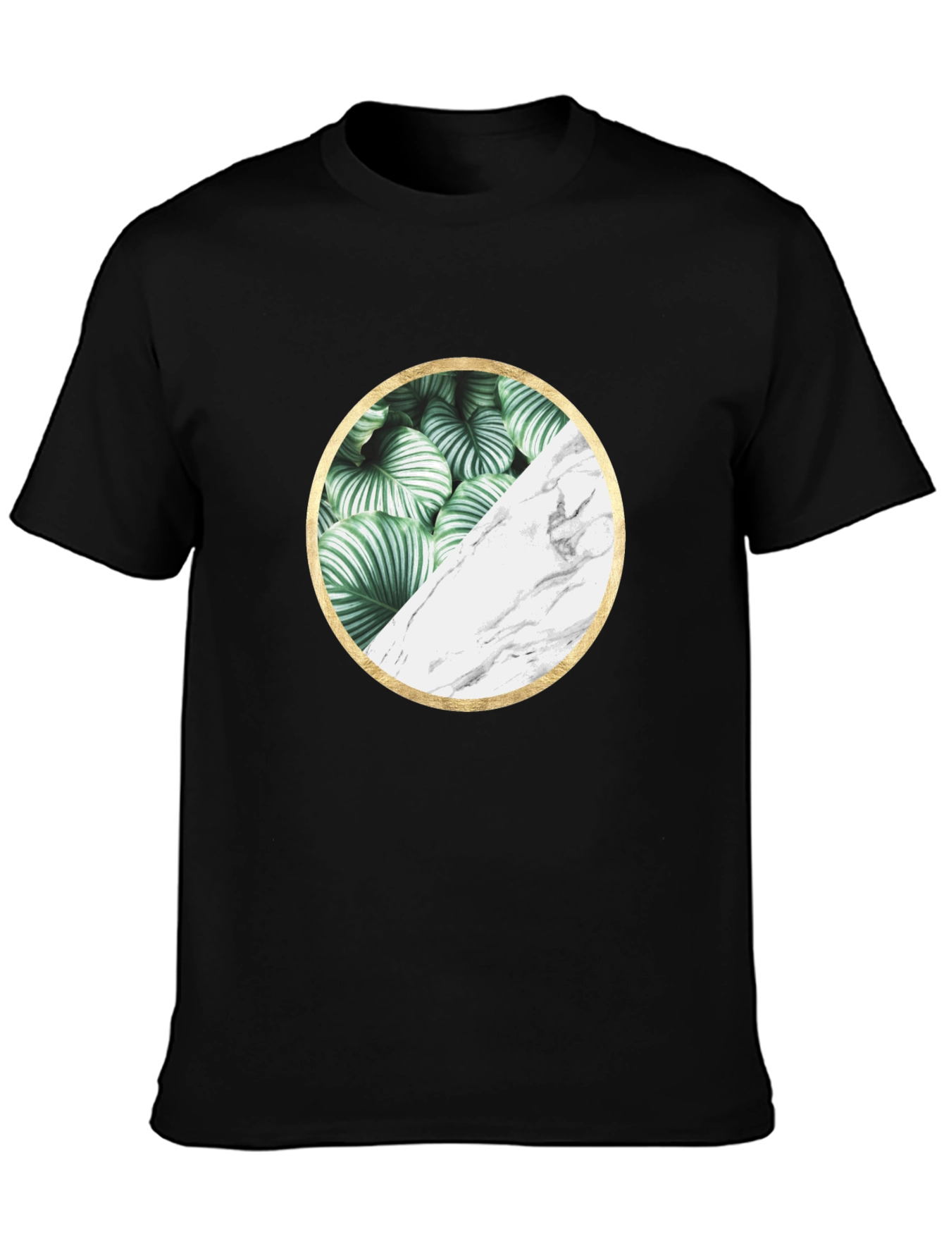 Nature Marble Circle Graphic Black Tee - 3