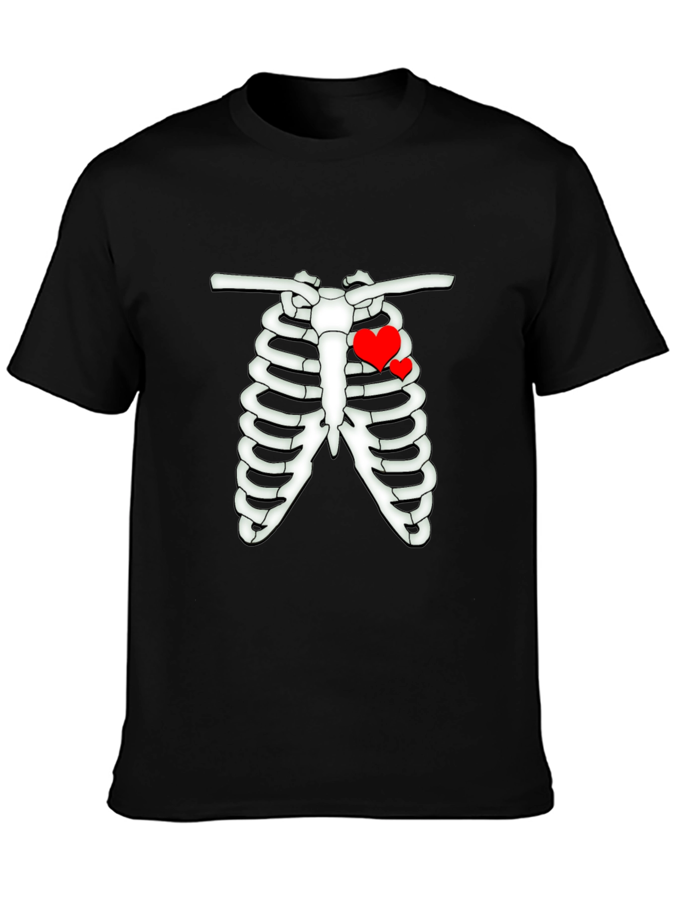 Black Heart Rib Cage Graphic Tee -  Men's Black T-Shirt view 3