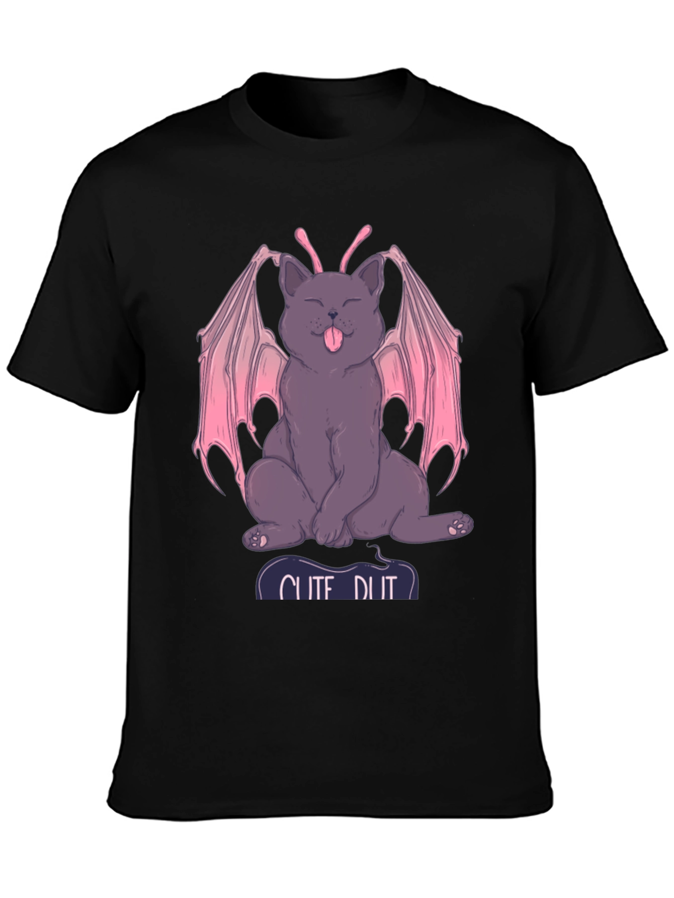 Black Cute Devil Cat Tee - Funny Graphic T-Shirt view 3