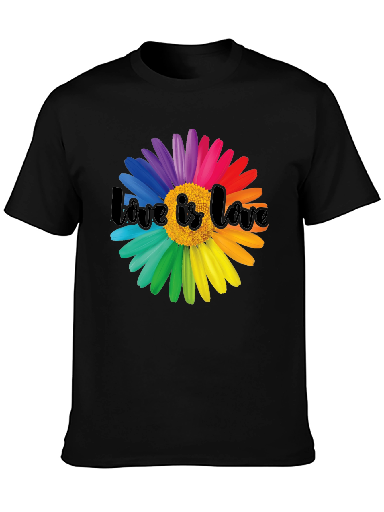 Black Love is Love Rainbow Flower Graphic Tee view 3