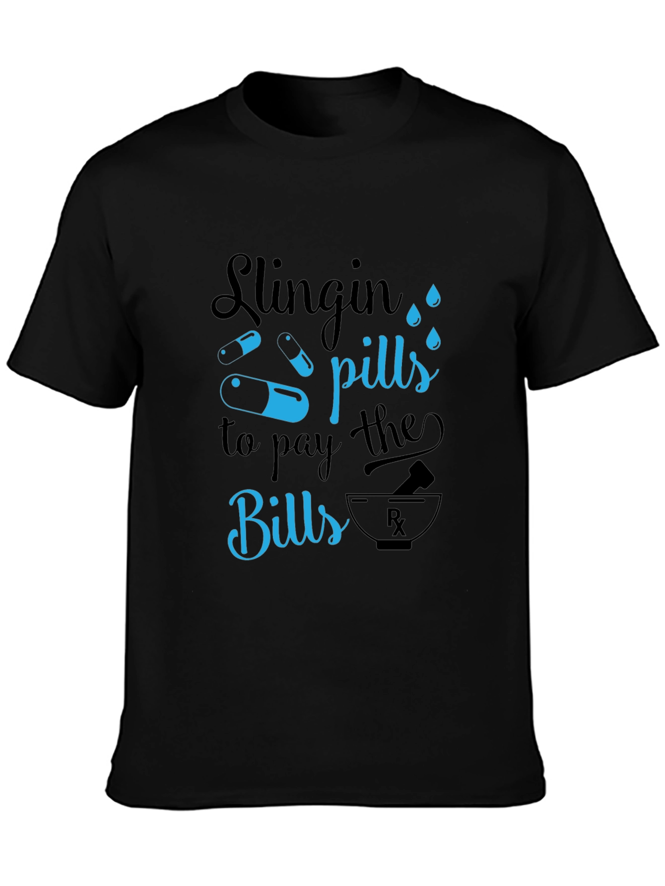 Black Slingin' Pills Graphic T-Shirt - Funny Pharmacy Tee view 3