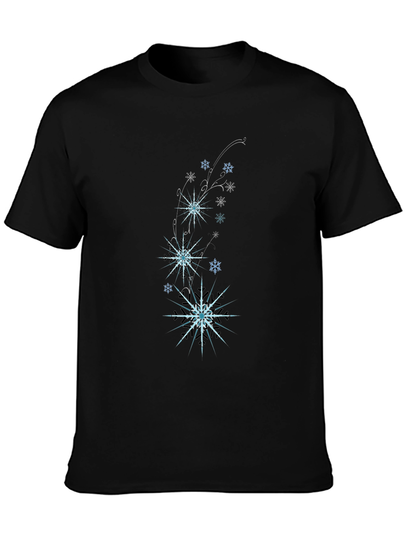 Black Snowflake Graphic Black T-Shirt view 3