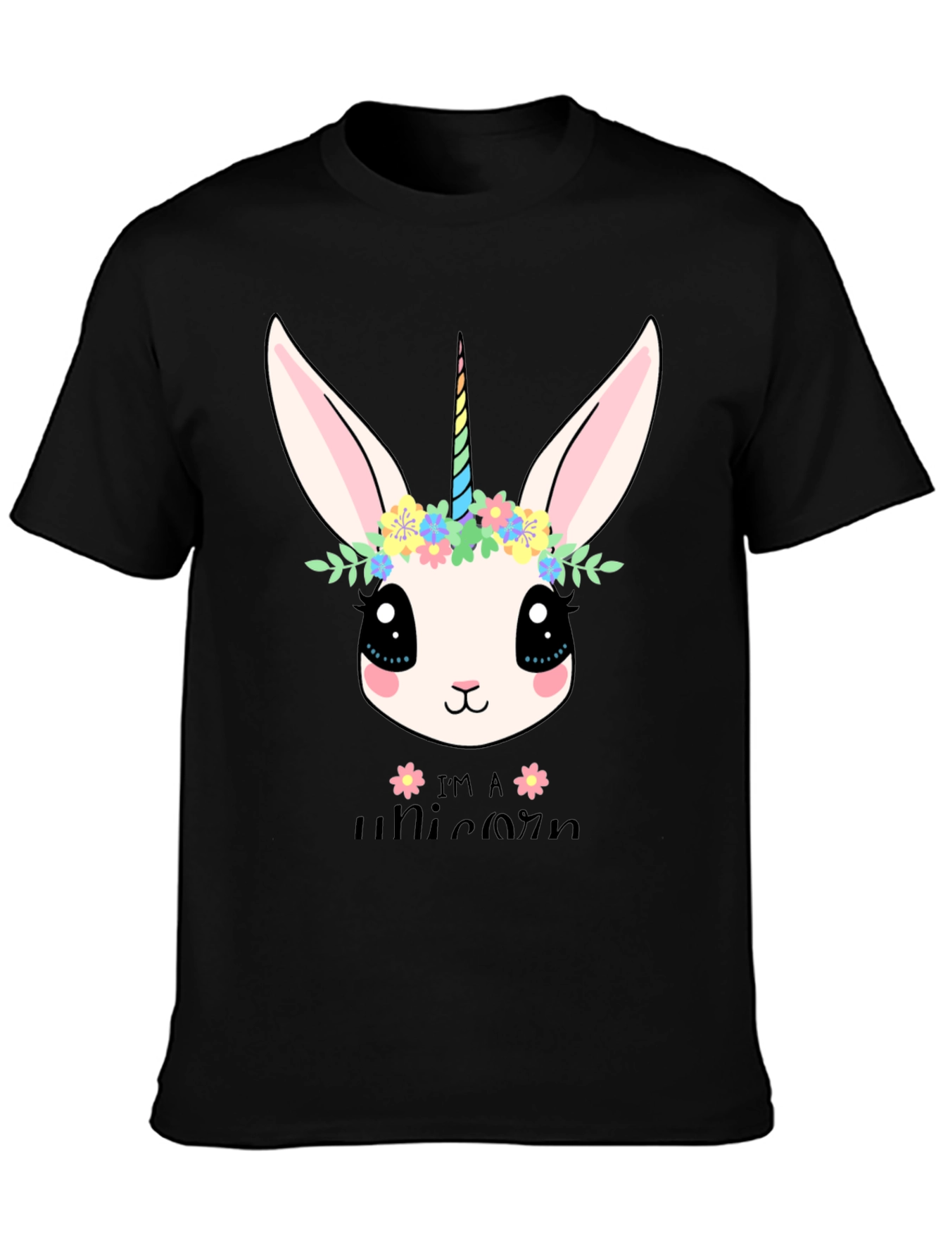 Black Unicorn Bunny Graphic Tee view 3