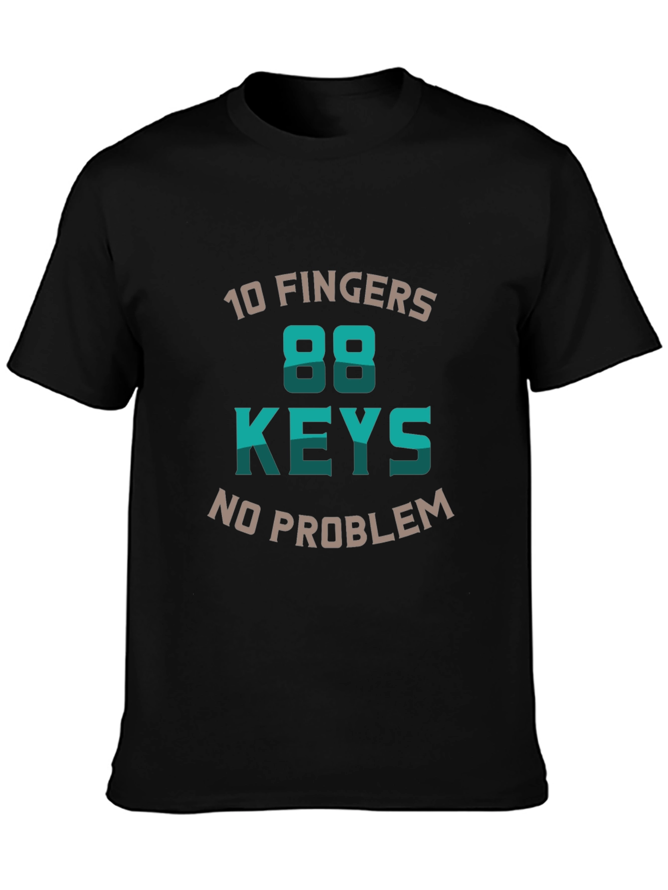 Black 10 Fingers 88 Keys No Problem Graphic Tee view 3