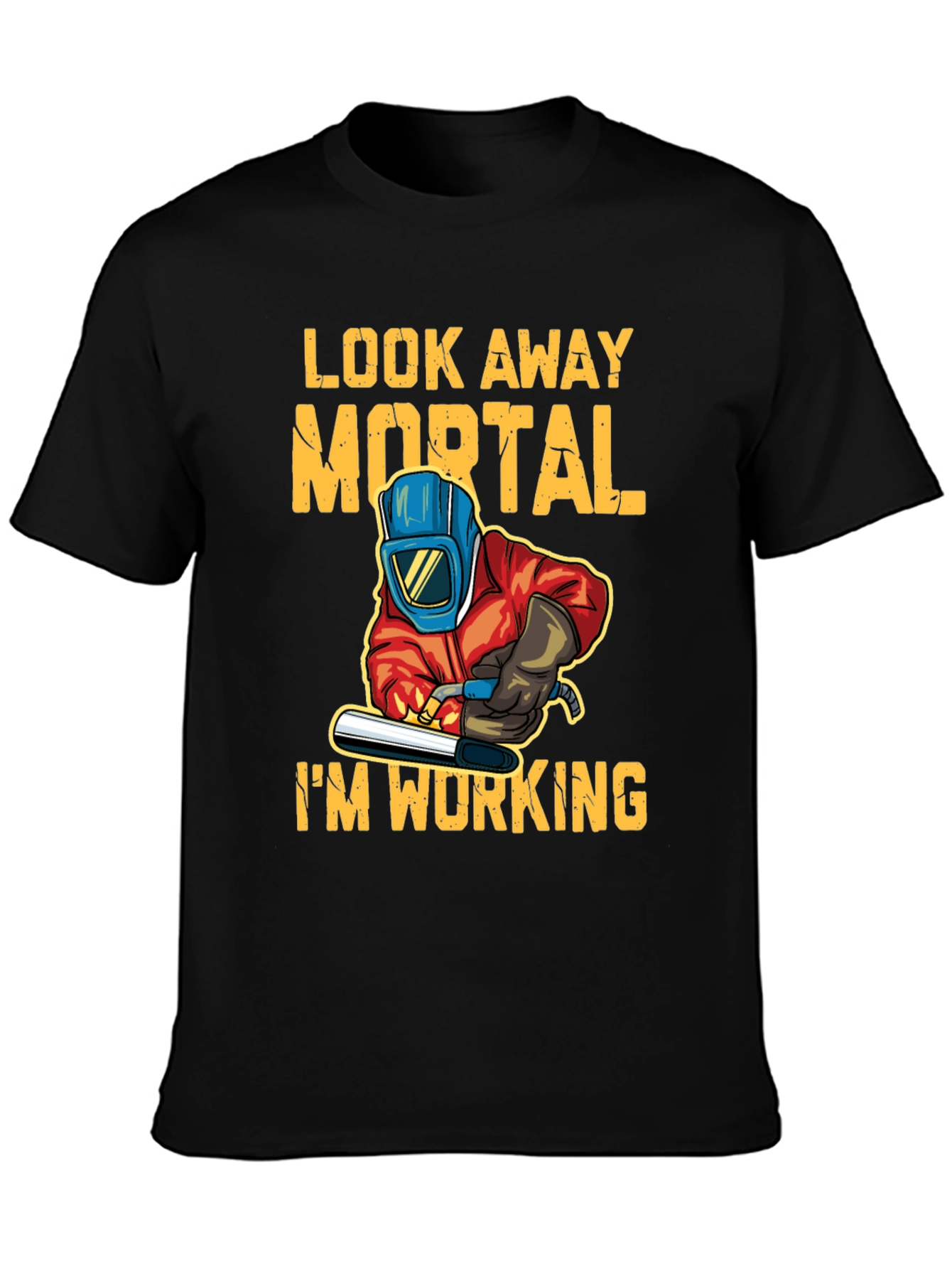 Black Look Away Mortal I'm Working T-Shirt view 3