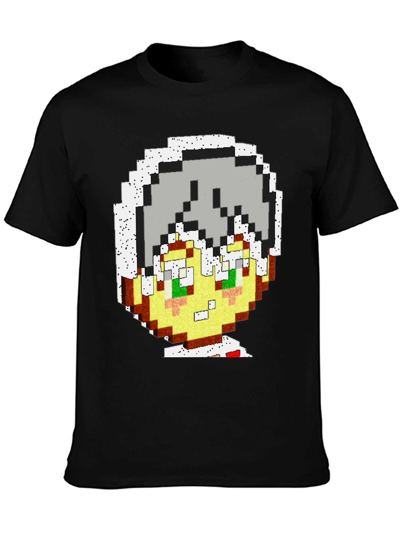Black Pixel Art Character Graphic Tee view 3