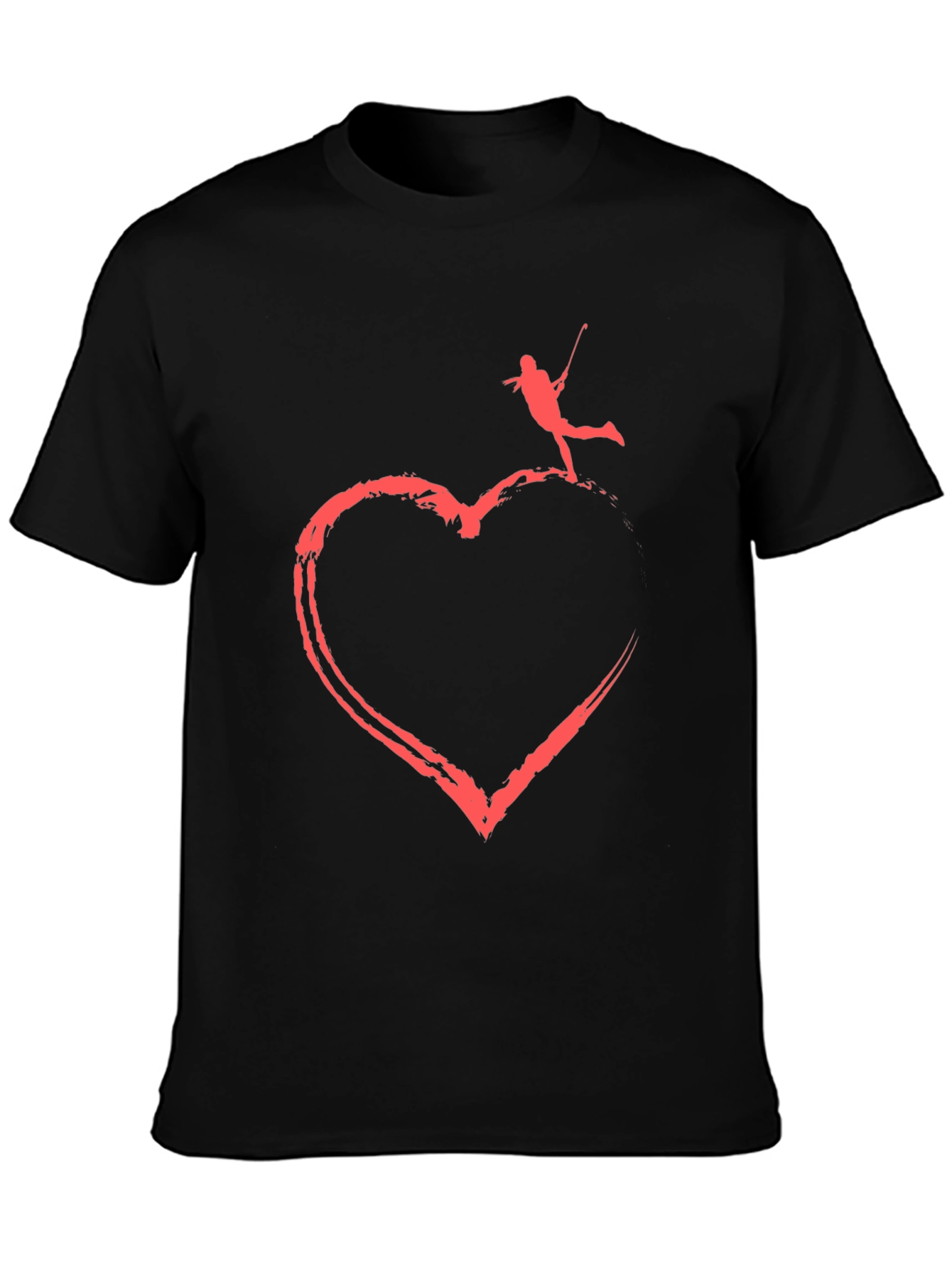 Black Golfer Heart Graphic Tee - Stylish Cotton T-Shirt view 3