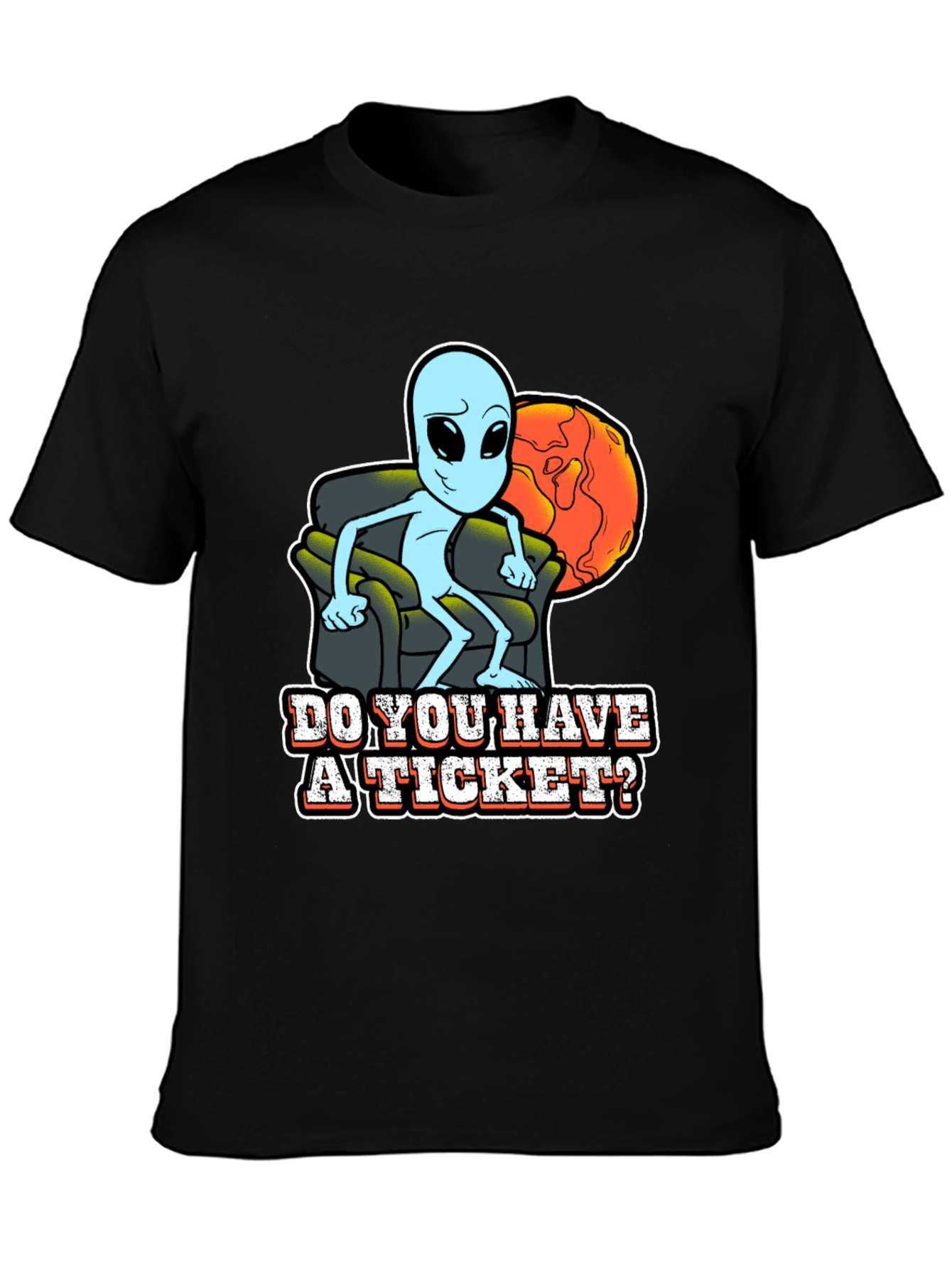 Black Alien "Do you have a ticket" Graphic T-Shirt view 3