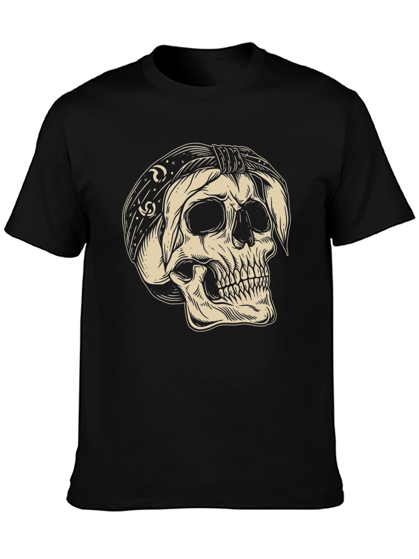 Black Skull Bandana Graphic T-Shirt view 3