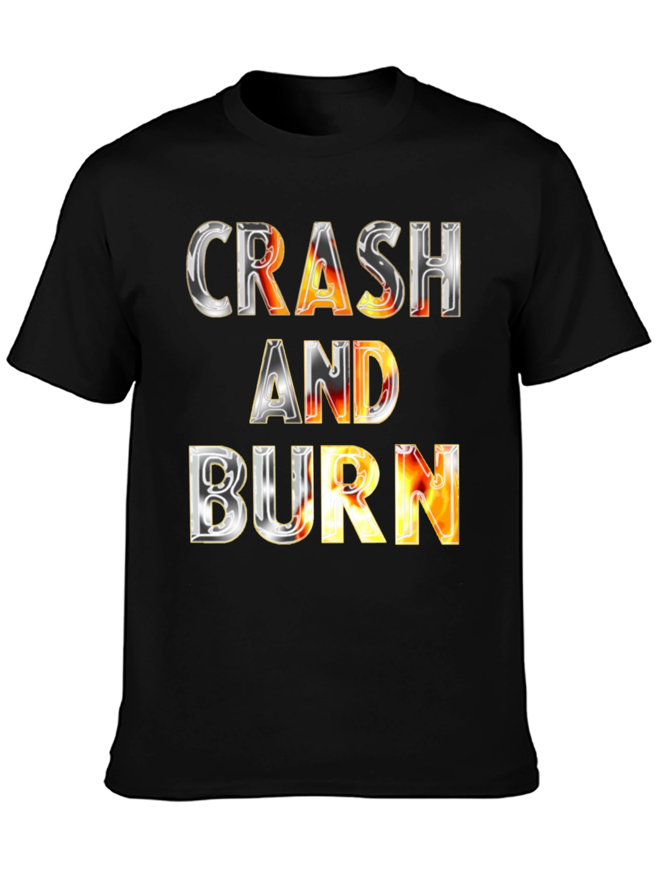 Black Crash and Burn Graphic Tee - Bold Statement T-Shirt view 3