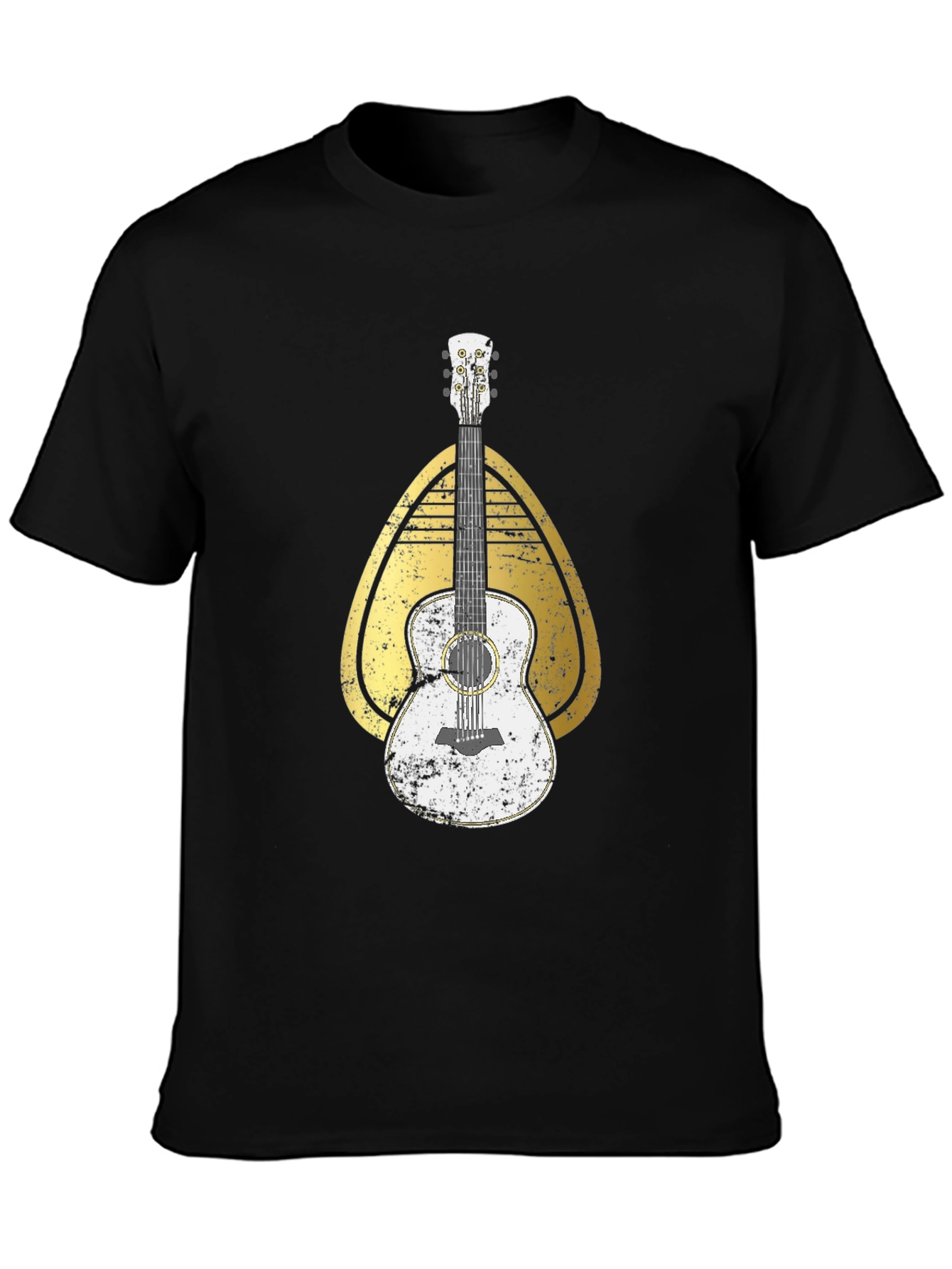 Black Guitar Graphic Tee - Retro Style Music Shirt view 3
