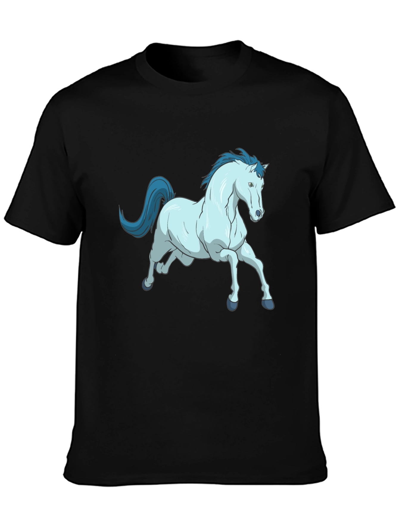 Black Horse Graphic Tee - Unique Cartoon Design view 3