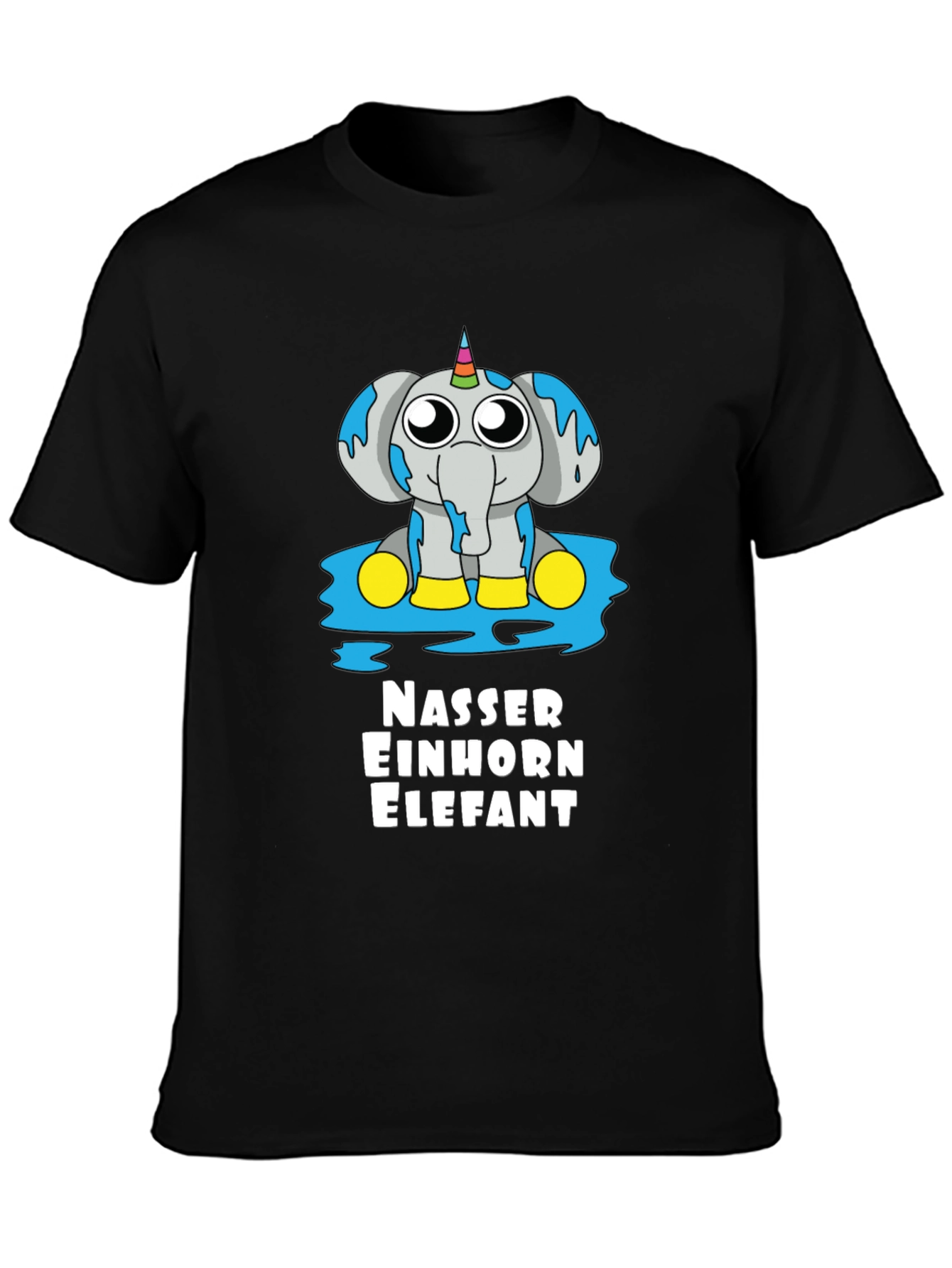 Black Funny Unicorn Elephant T-Shirt view 3