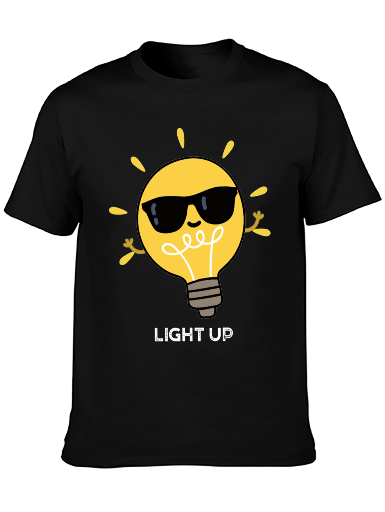 Black Light Up Graphic Tee - Cool Bulb Design view 3