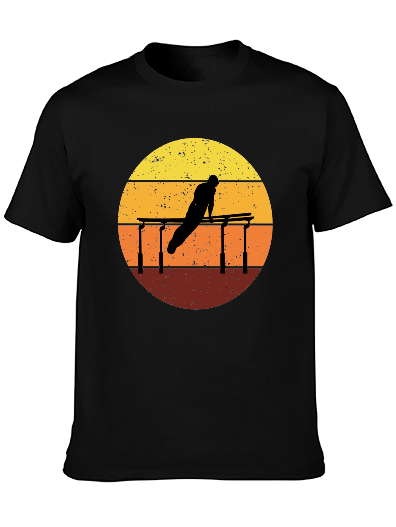 Black Gymnastics Sunset Graphic Tee - Black Cotton T-Shirt view 3