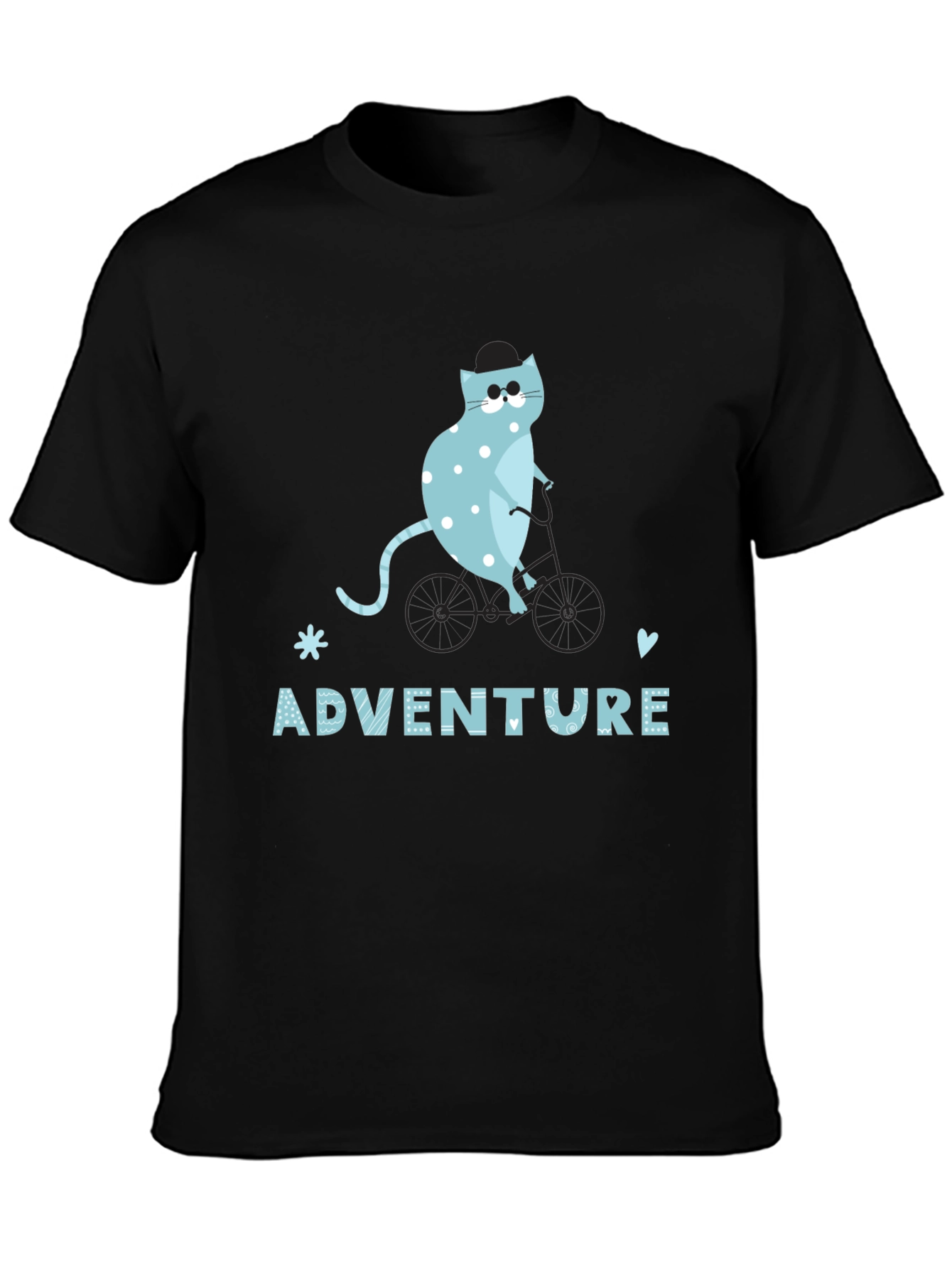 Black Adventure Cat Graphic Tee - Black Unisex T-Shirt view 3