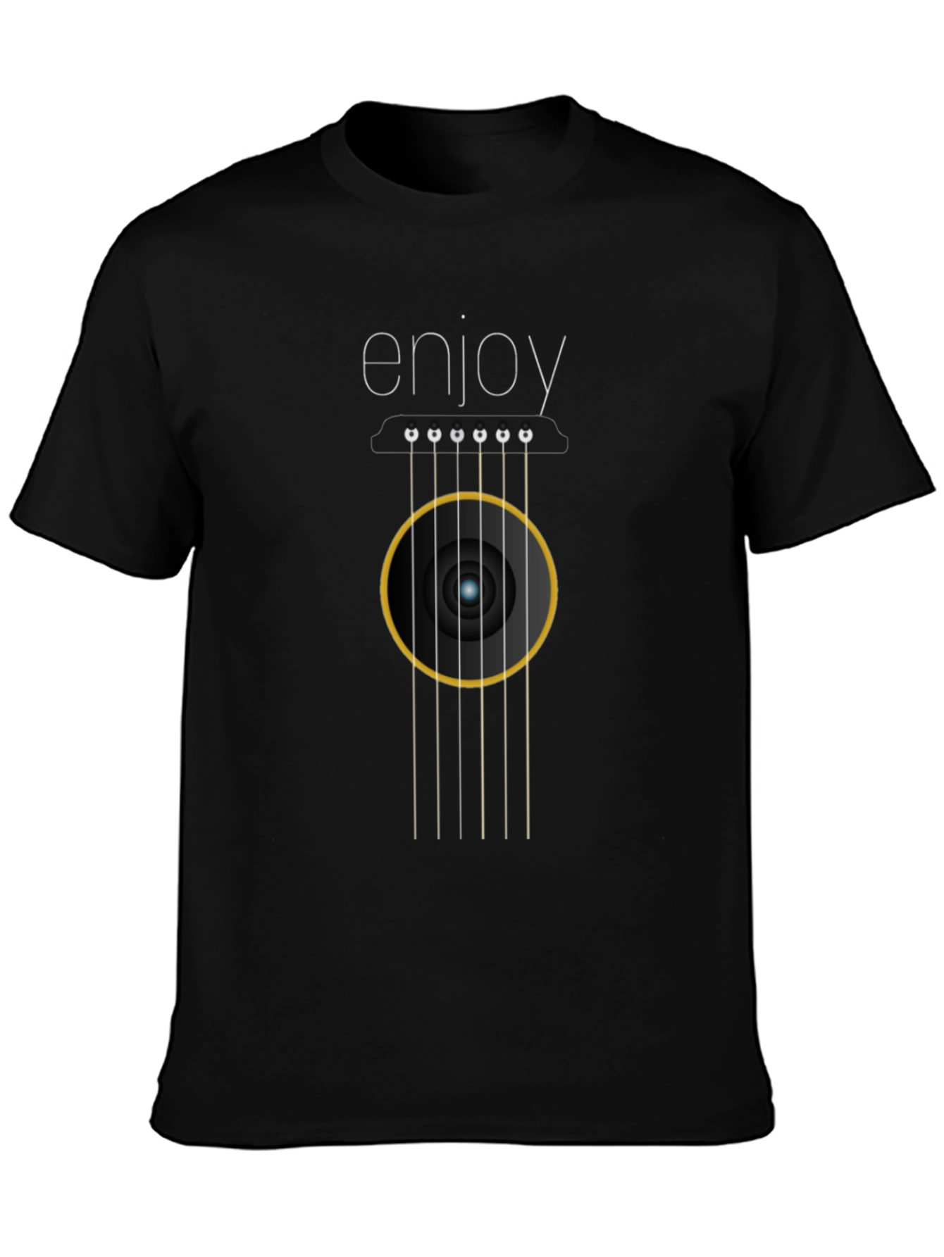 Black Enjoy Guitar Graphic Tee - Black Cotton Comfort view 3