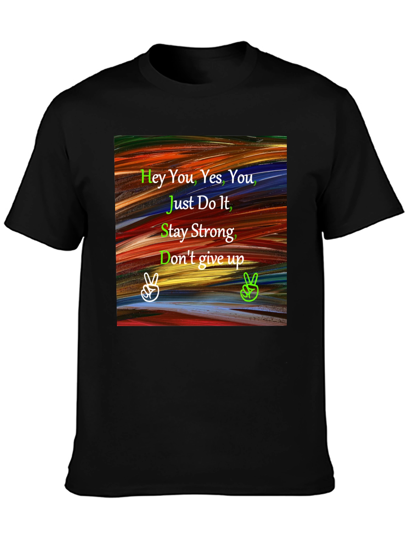 Black Motivational Graphic Tee: Hey You, Just Do It! view 3