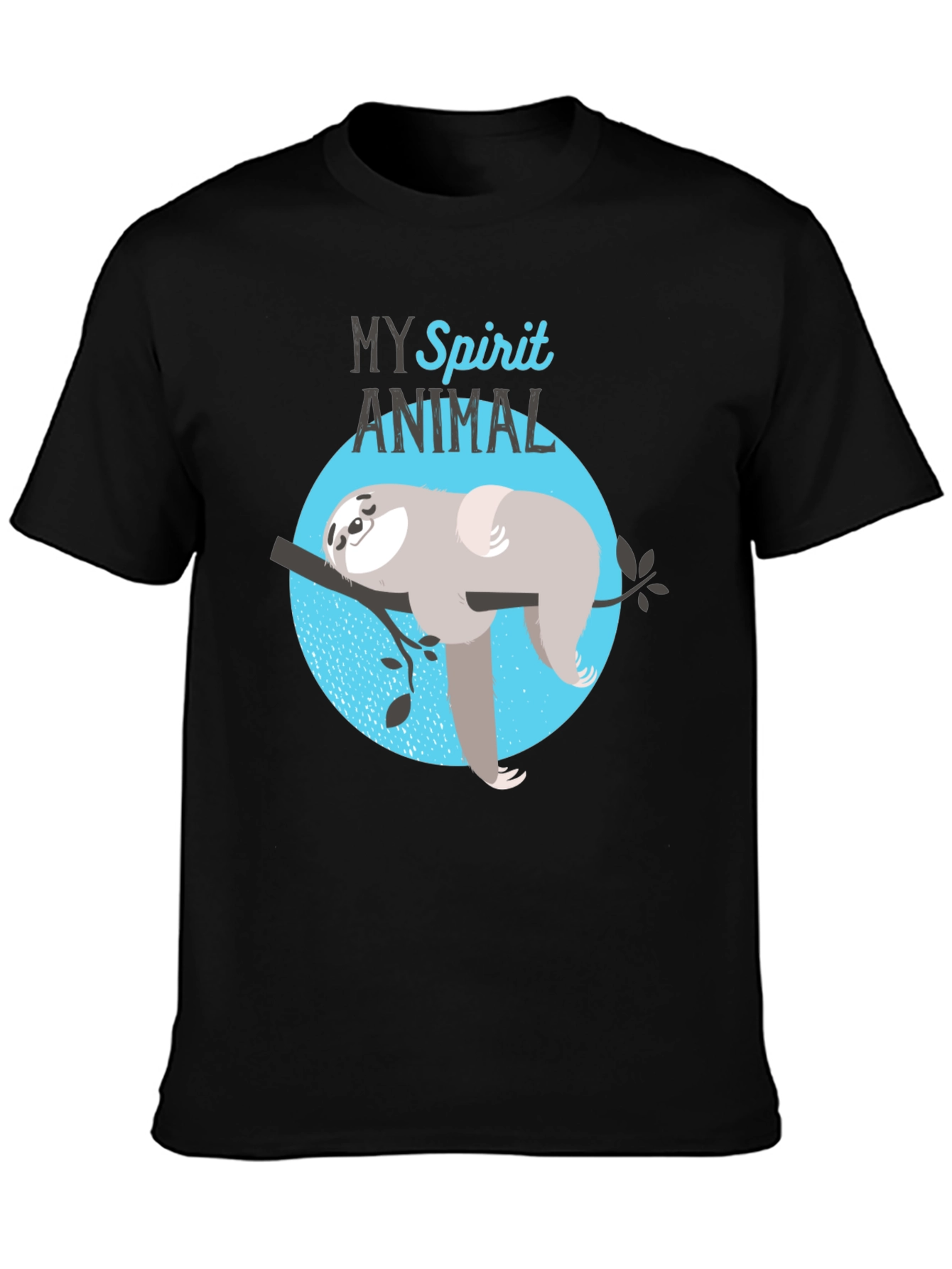 Black My Spirit Animal Sloth Graphic T-Shirt view 3