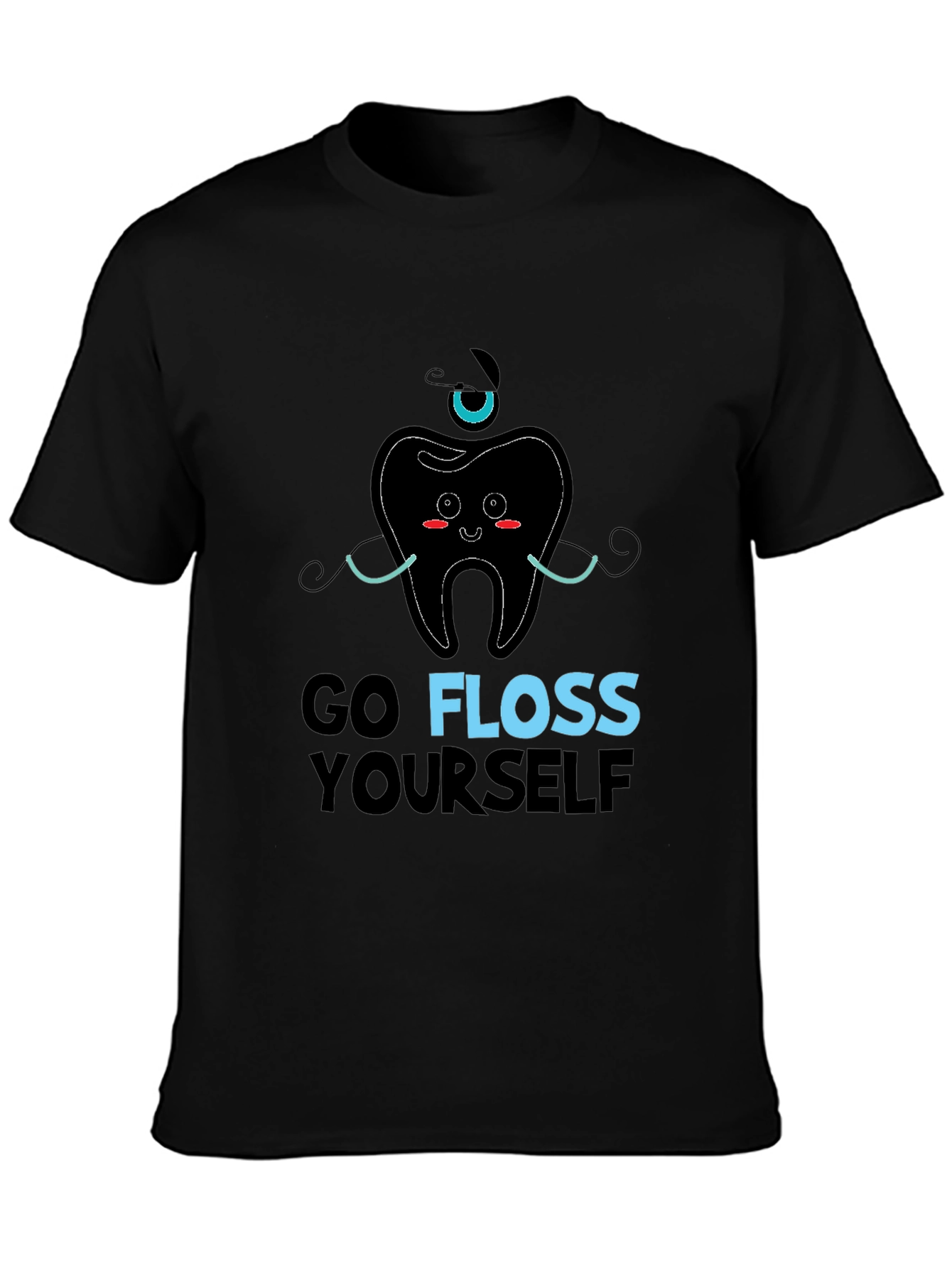 Black Go Floss Yourself Graphic Tee - Dental Humor view 3