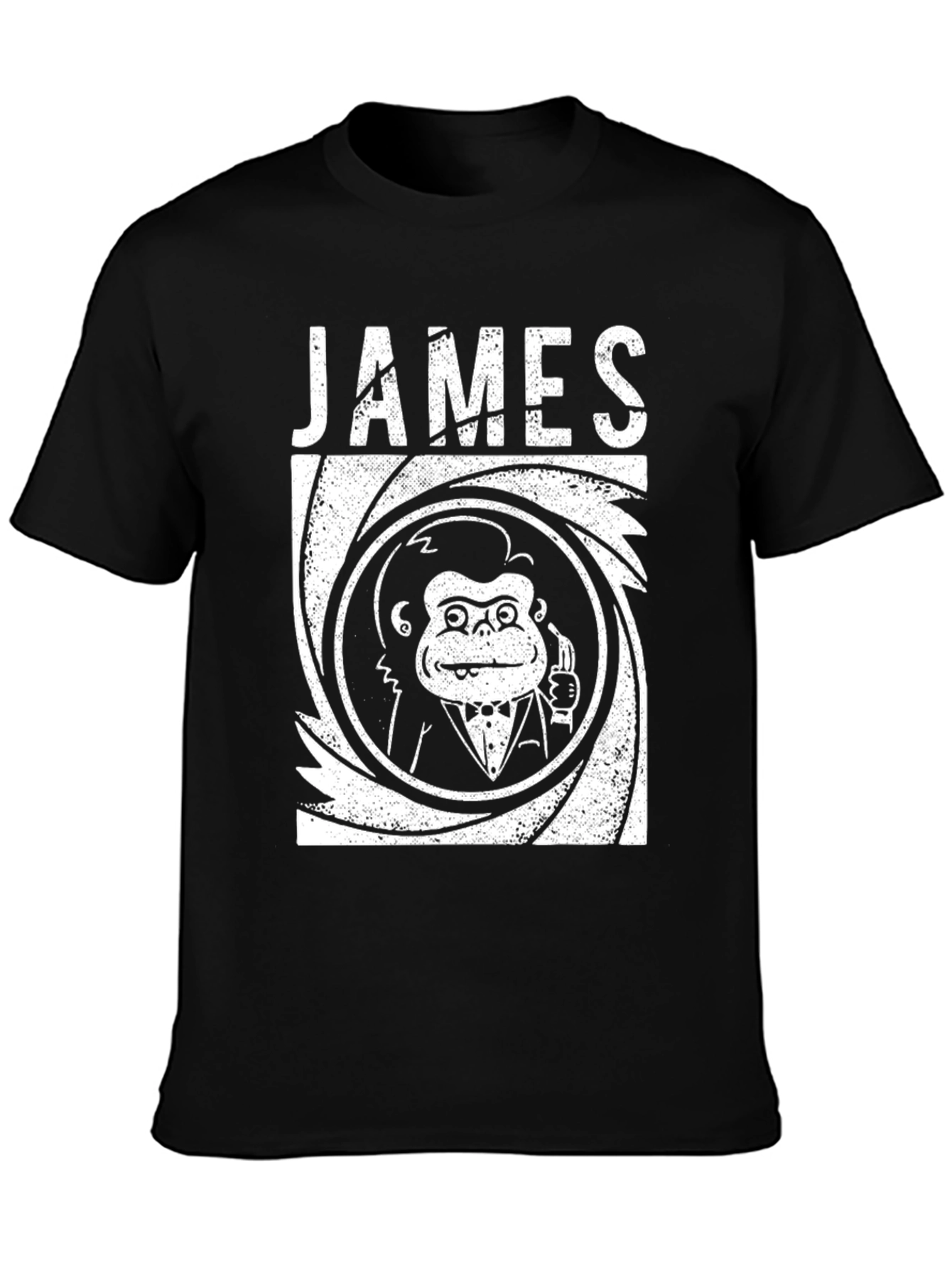 Black James Bond Monkey T-Shirt - Black view 3