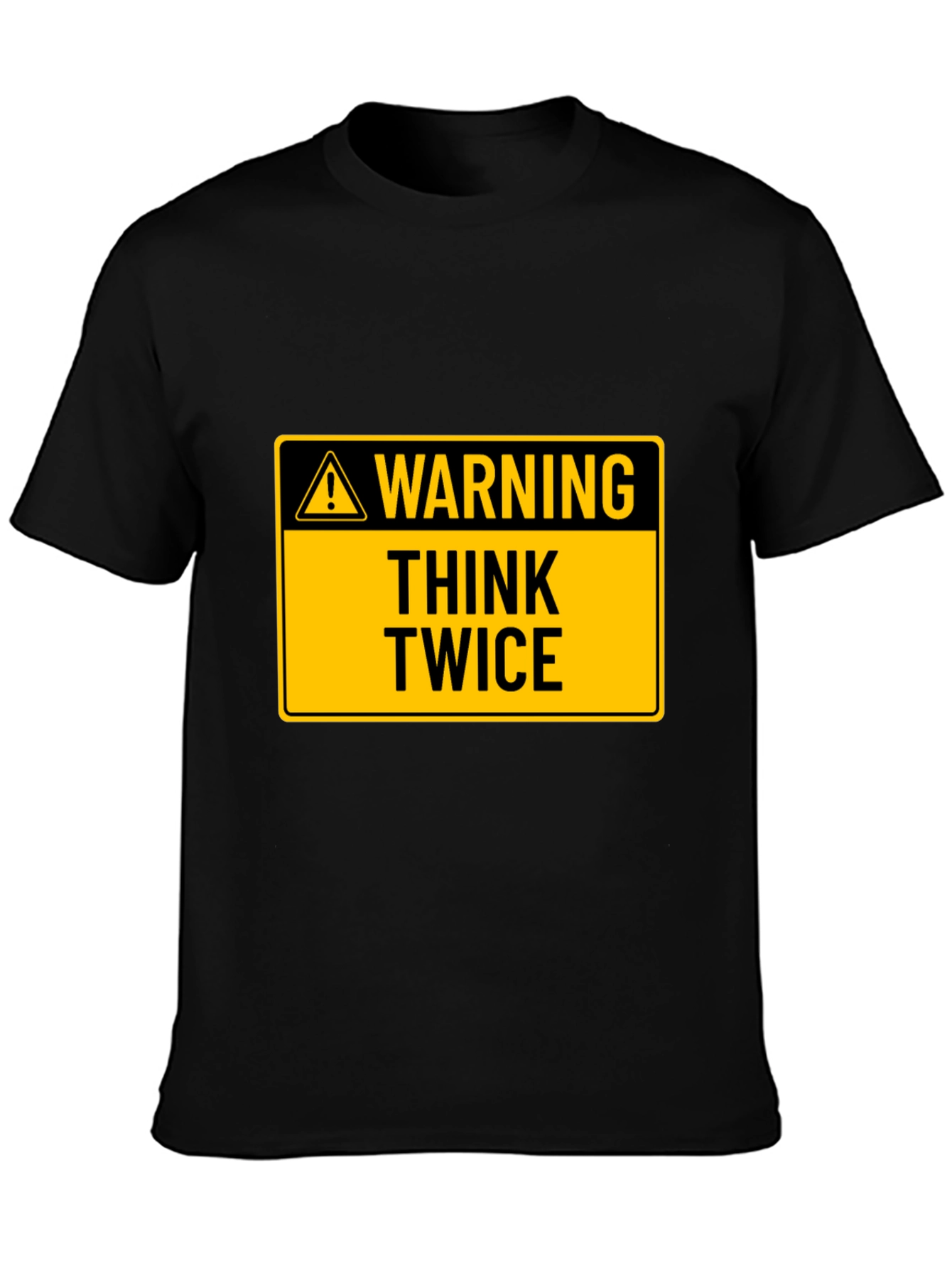 Black Warning Think Twice Graphic Tee - Black Cotton T-Shirt view 3