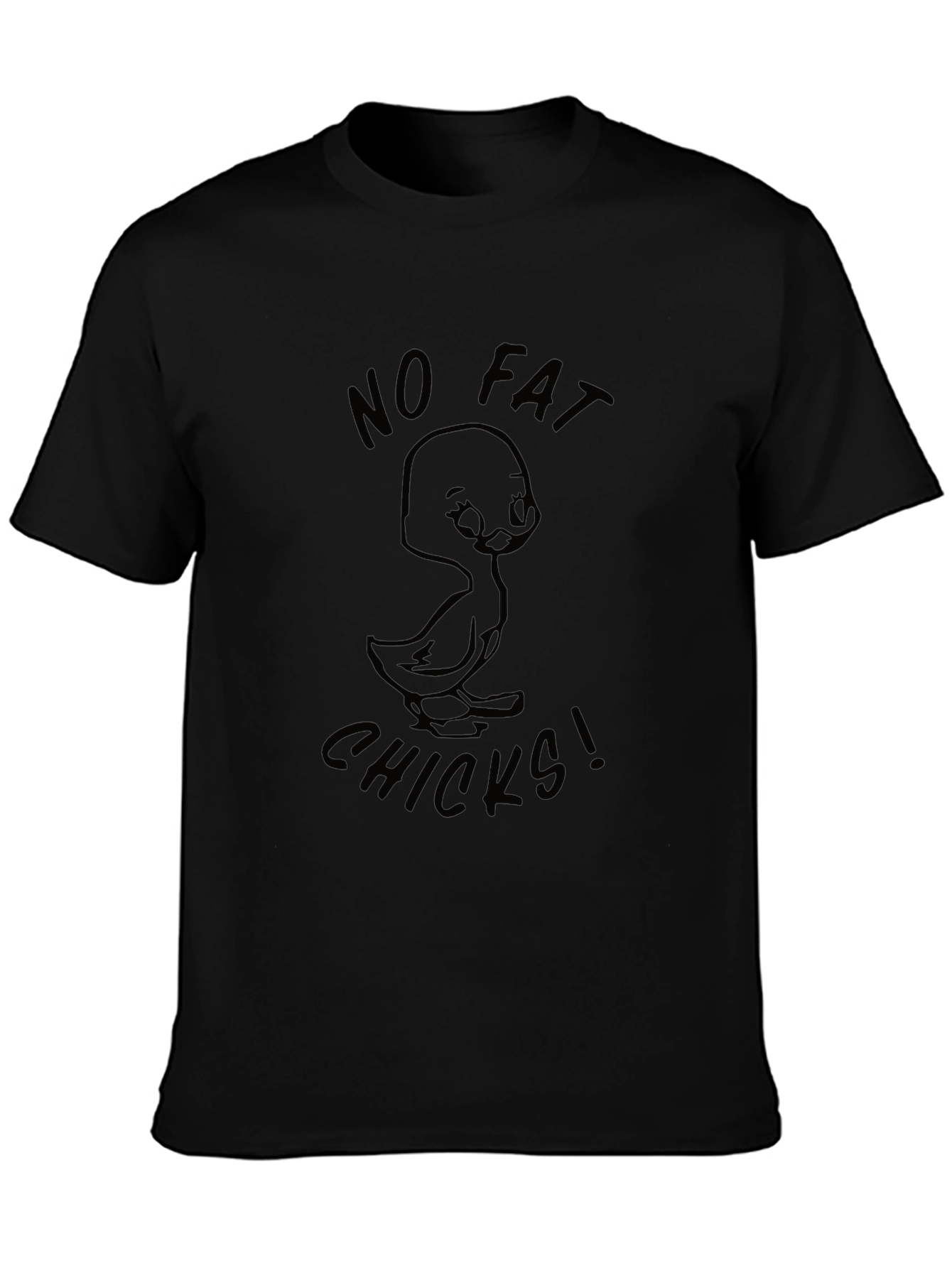 Black No Fat Chicks Graphic T-Shirt - Black Humor Tee view 3