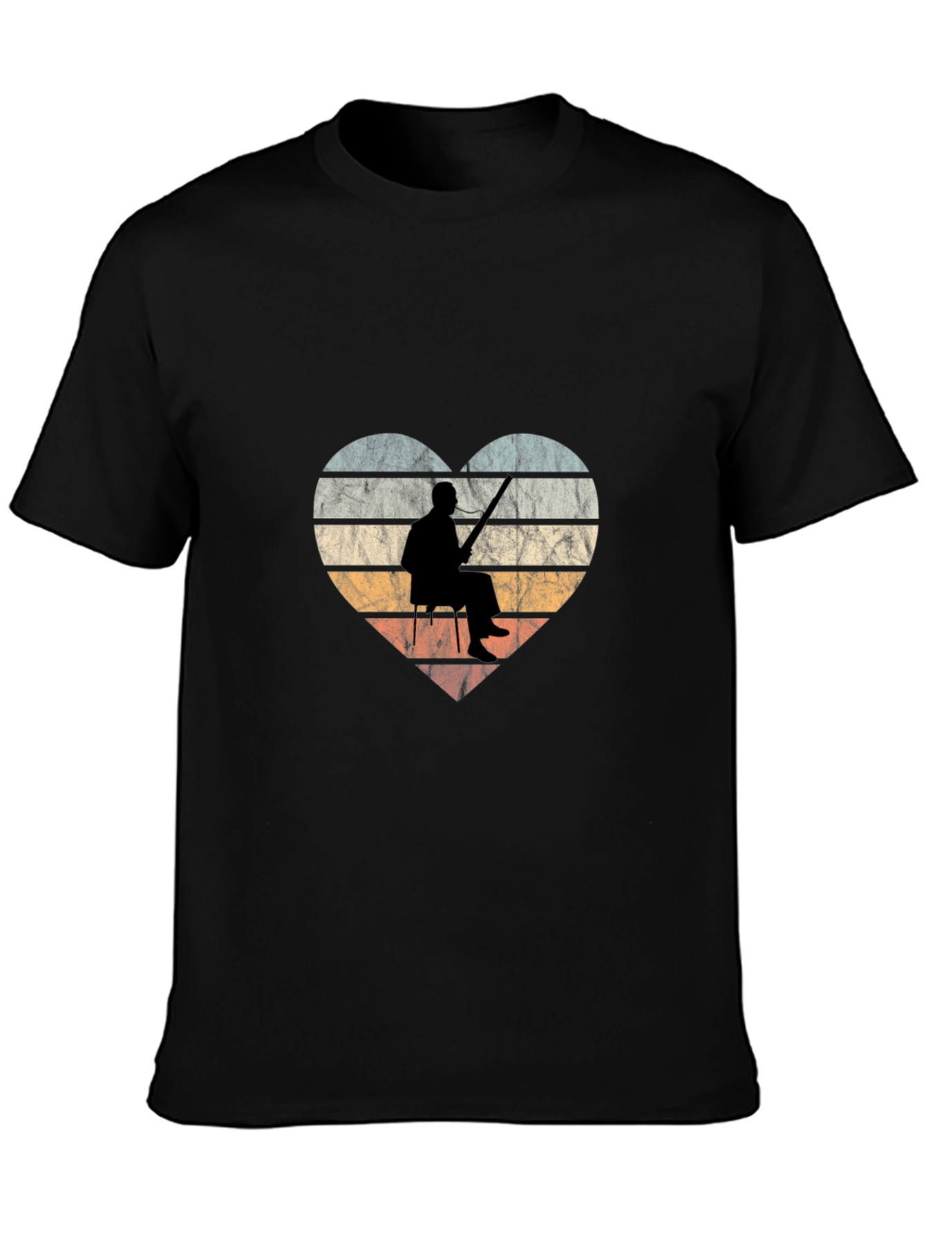 Black Vintage Fishing Heart Graphic T-Shirt view 3