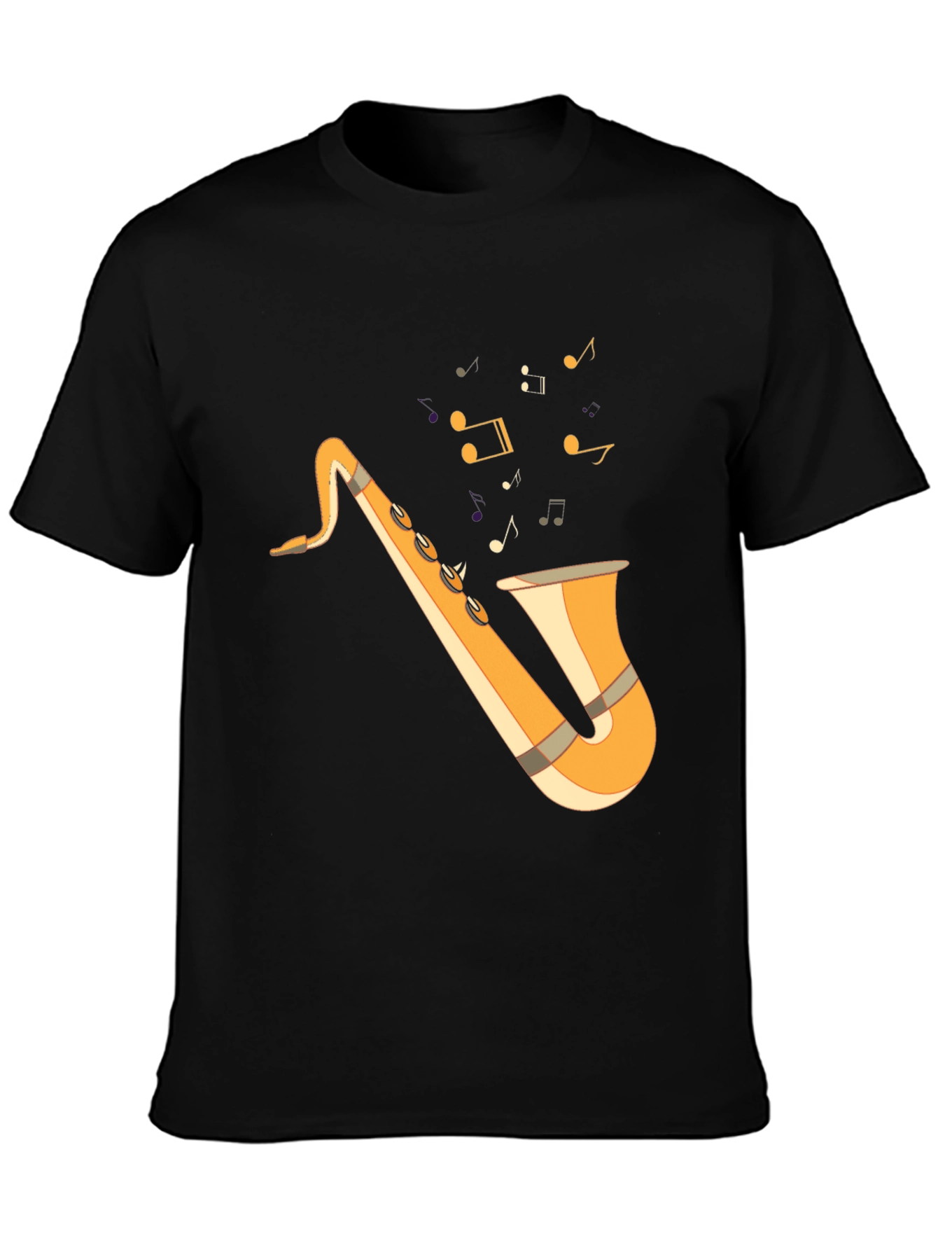 Black Saxophone Graphic Tee - Black Cotton T-Shirt for Music Lovers view 3
