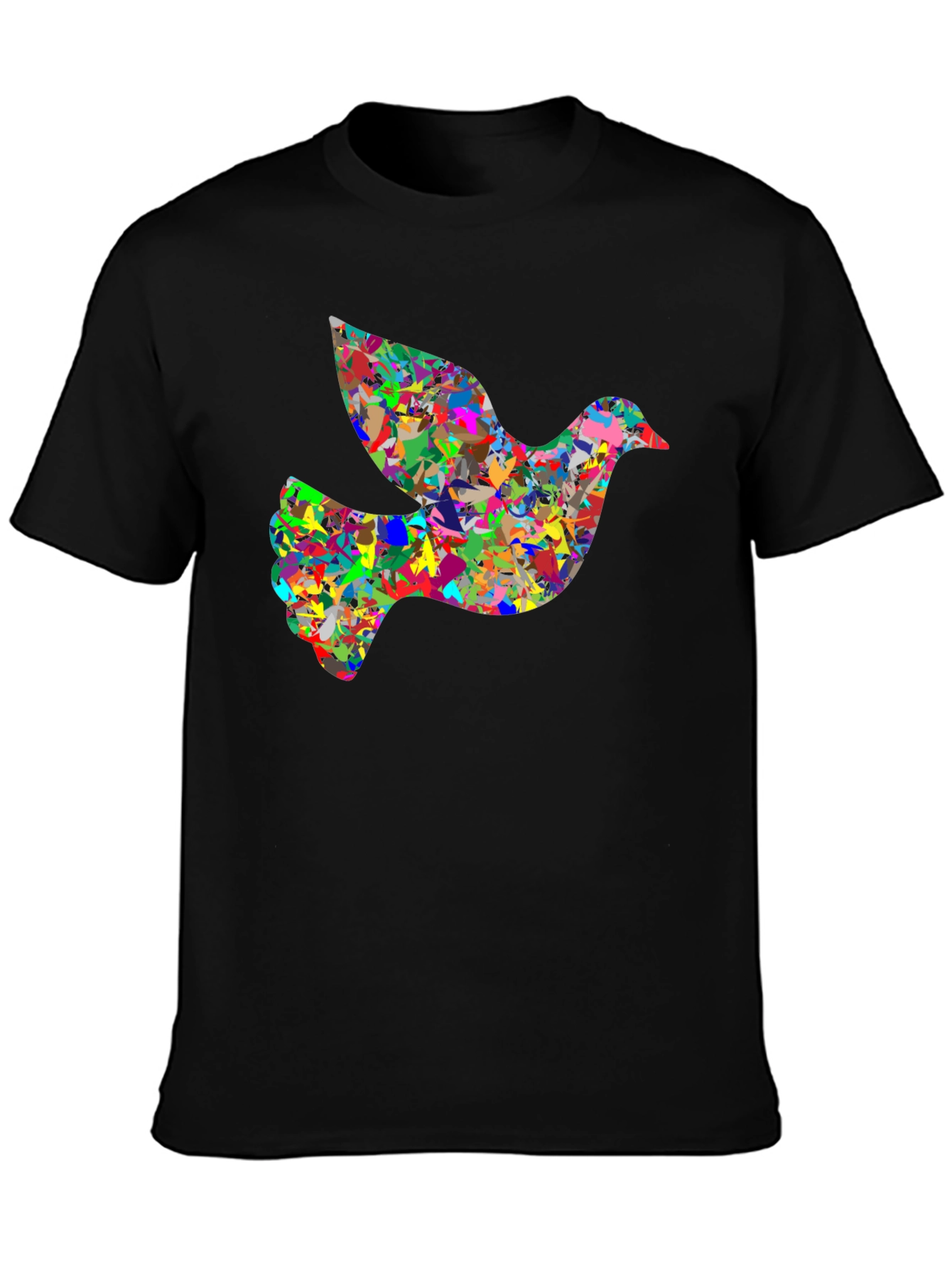 Black Peace Dove Graphic Tee - Abstract Art Bird T-Shirt view 3