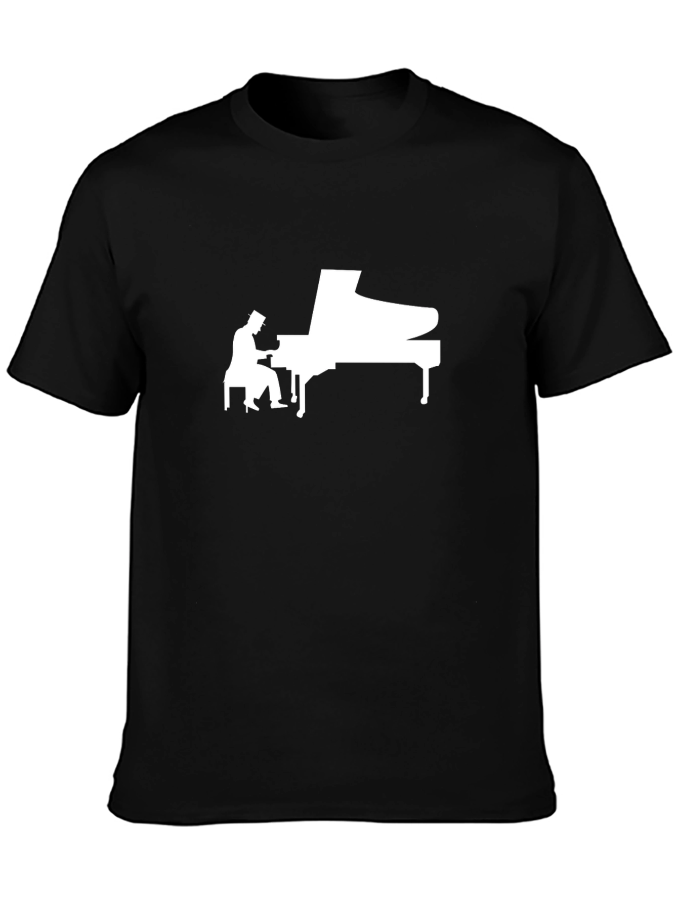 Black Piano Player Graphic Tee - Musician T-Shirt view 3