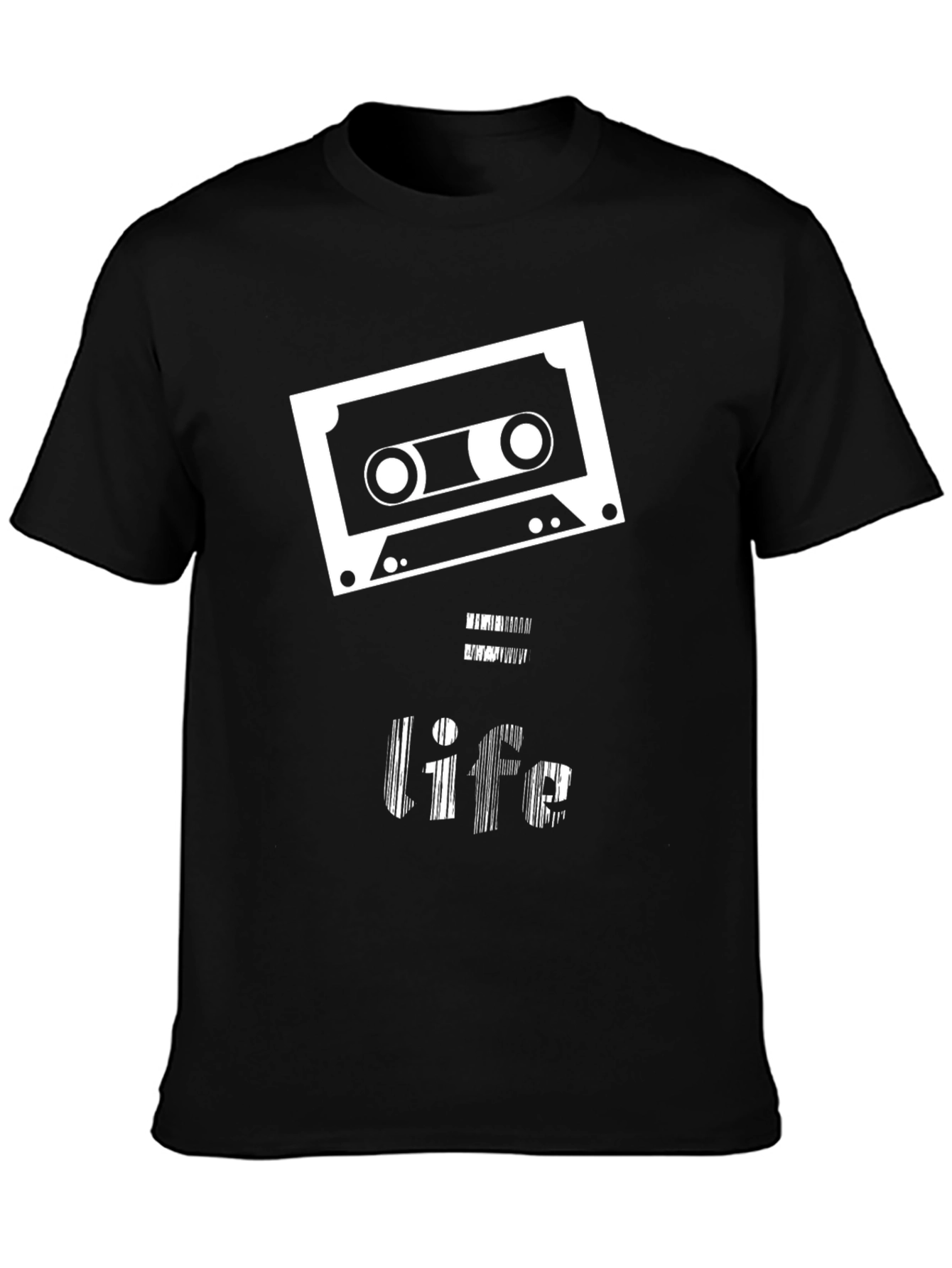 Black Retro Cassette Tape "Life" Graphic Tee view 3