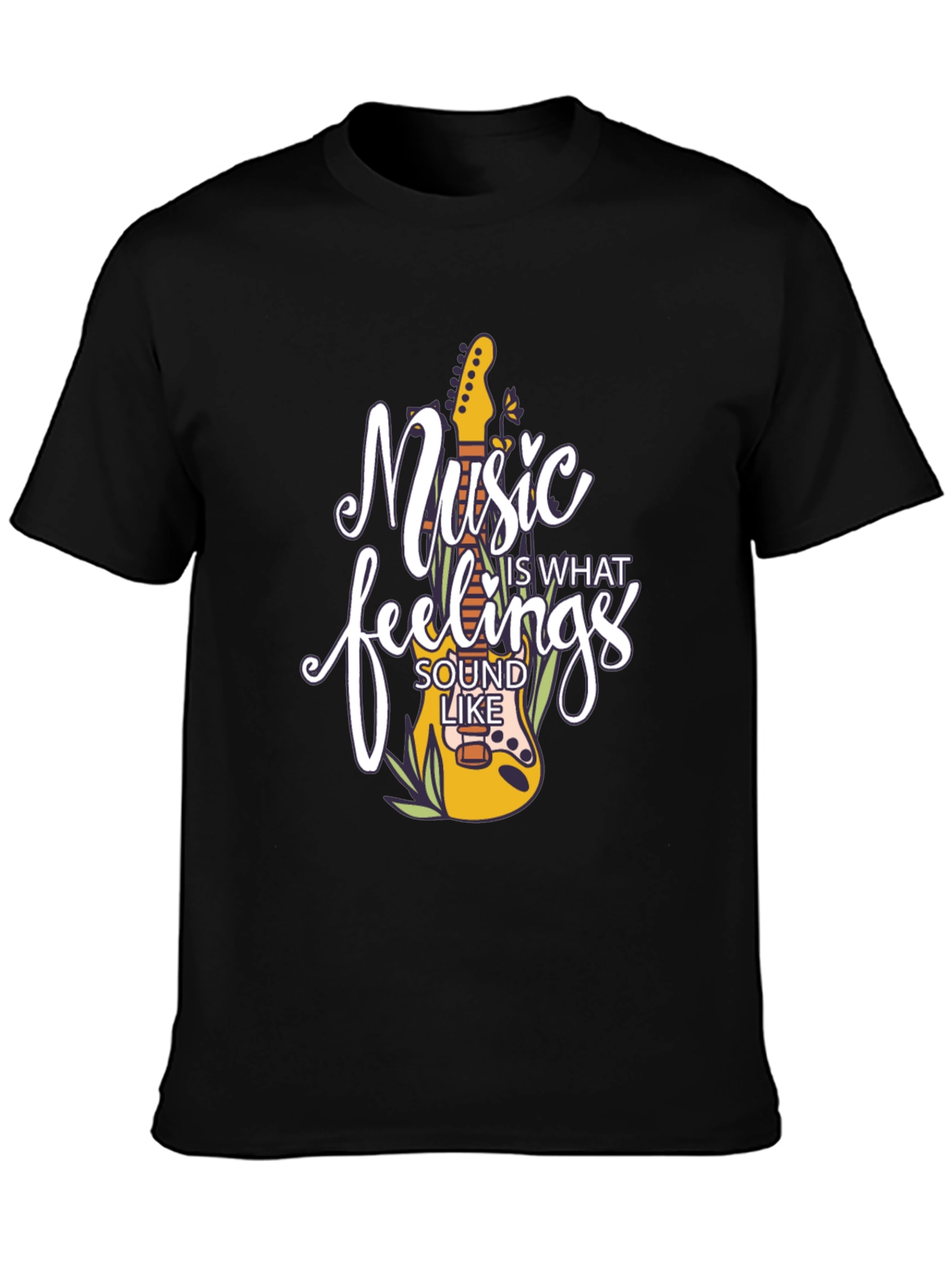 Black Music Is What Feelings Sound Like Black Graphic Tee view 3