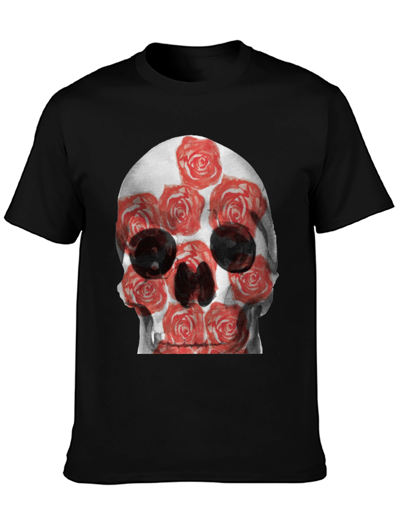Black Skull and Roses Graphic Tee - Edgy Style view 3