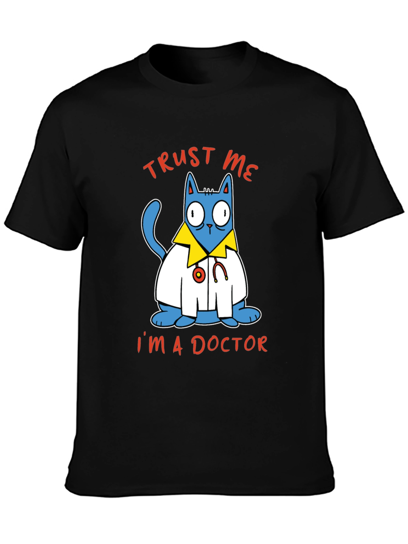 Black Trust Me I'm A Doctor Cat Graphic Tee view 3
