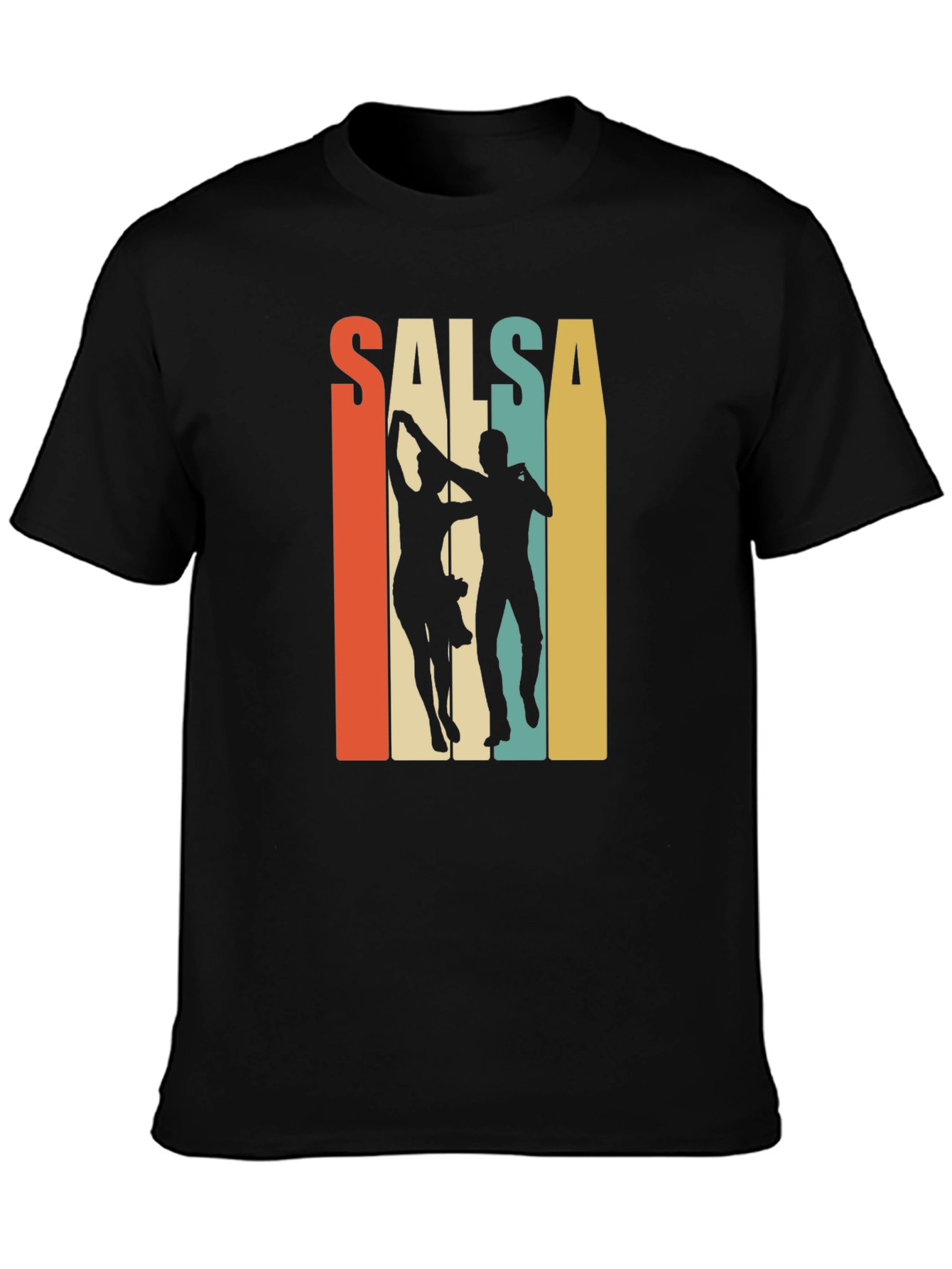 Black Salsa Dance Retro Graphic T-Shirt view 3