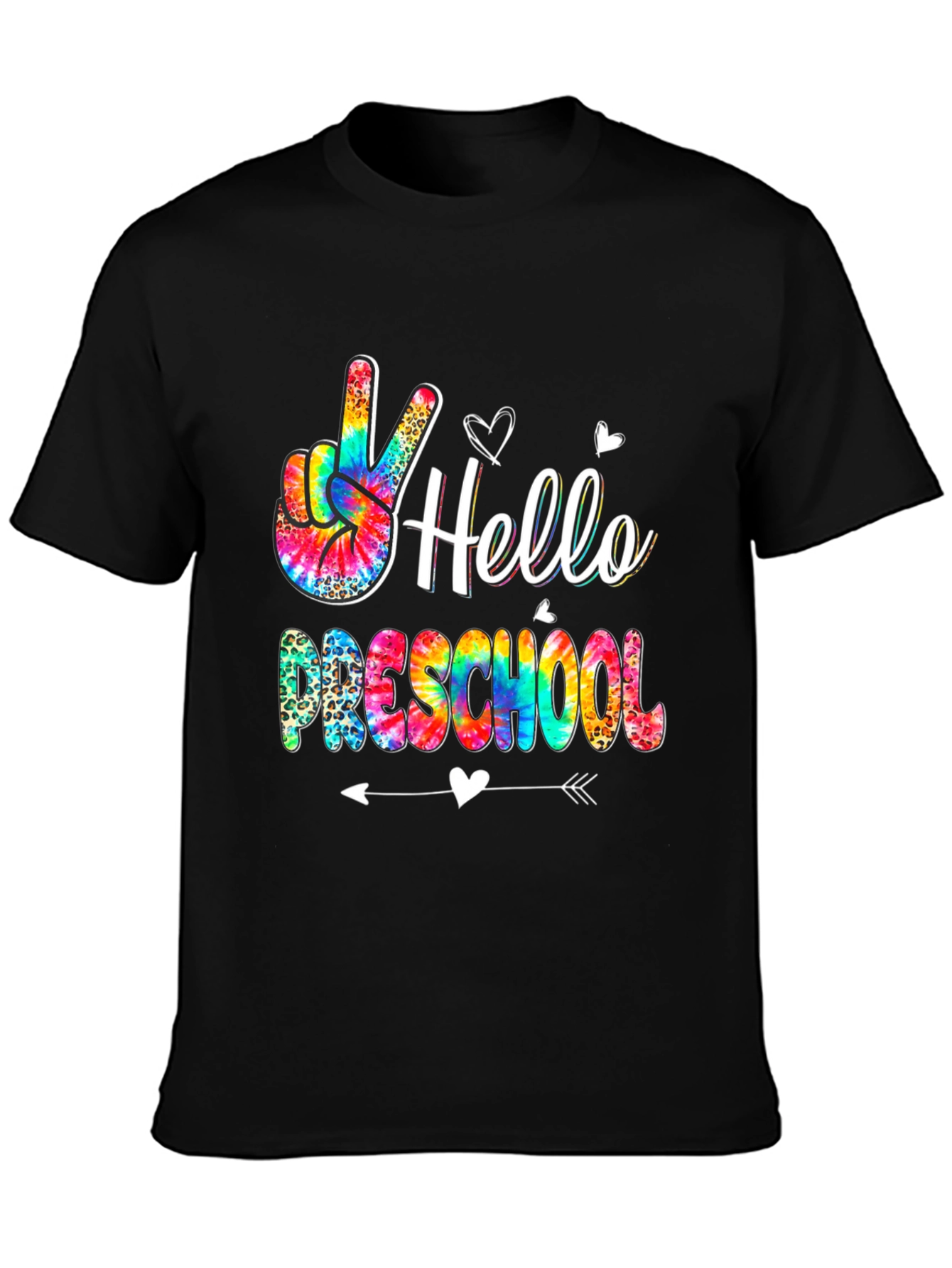 Black Hello Preschool Tie Dye Graphic Tee view 3