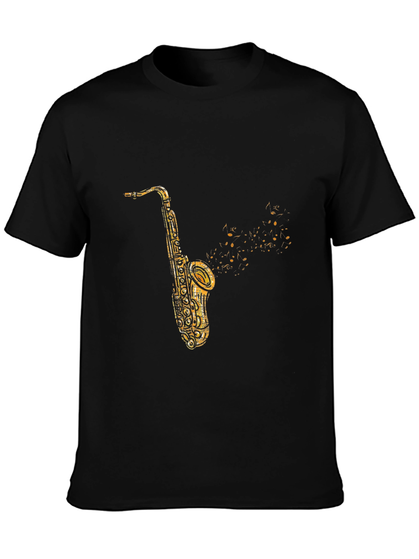 Black Saxophone Graphic Print Black T-Shirt view 3