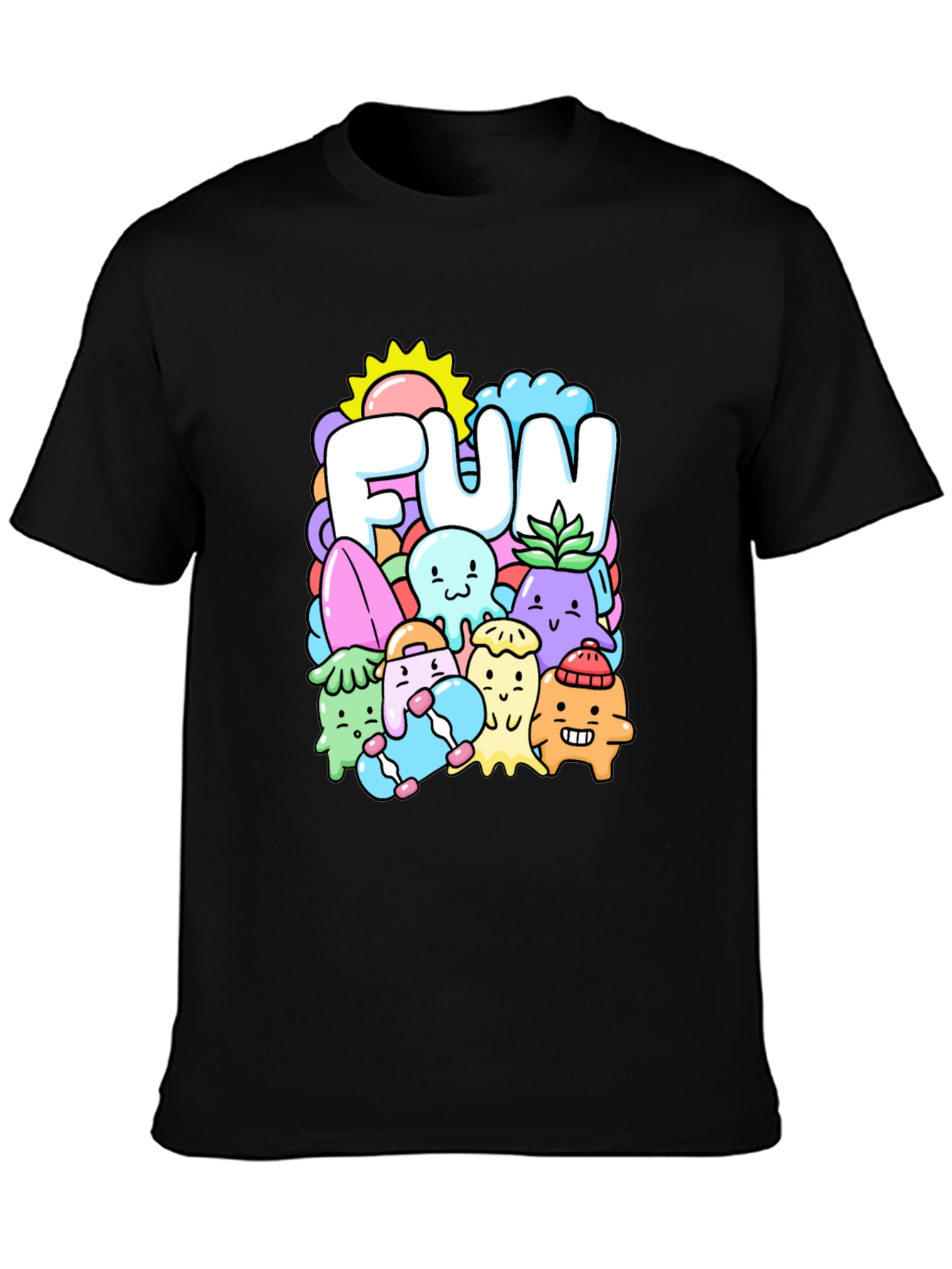 Fun Doodle Graphic Tee - Black Cotton T-Shirt - 3