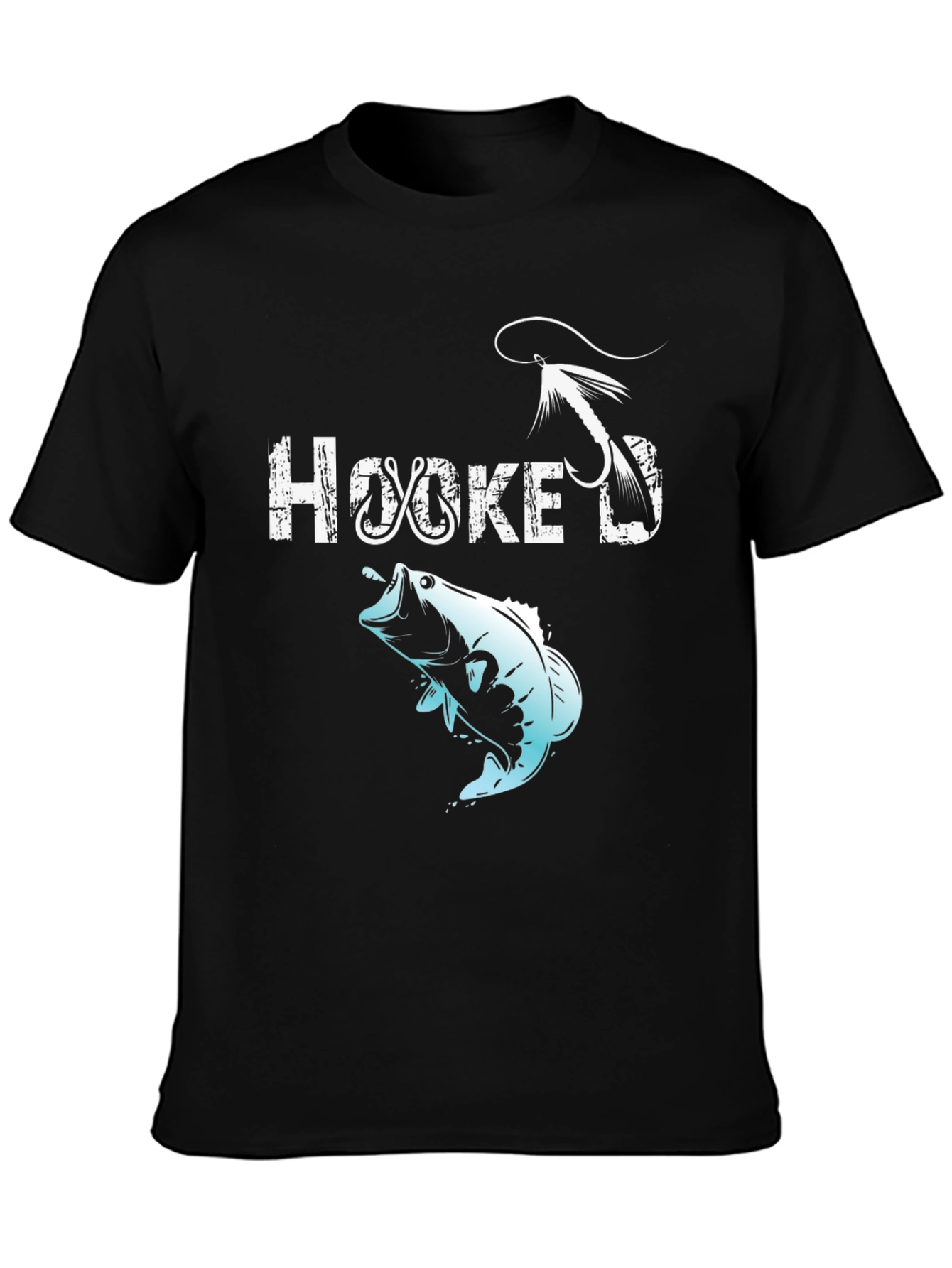 Black Hooked Fishing T-Shirt - Angler Gift view 3