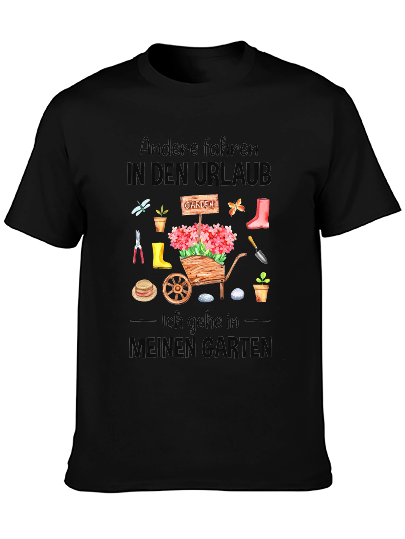 Black Gardening T-Shirt - Others Go on Vacation view 3