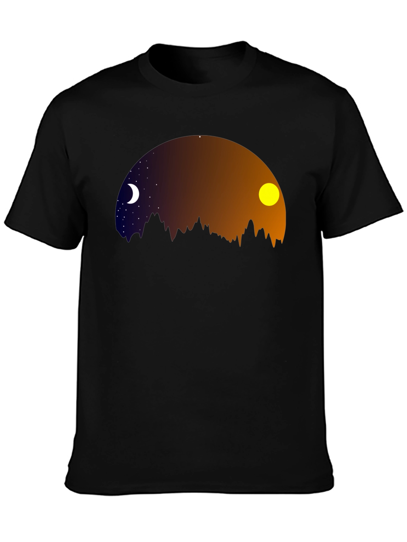 Black Night & Day Mountainscape Graphic Tee view 3