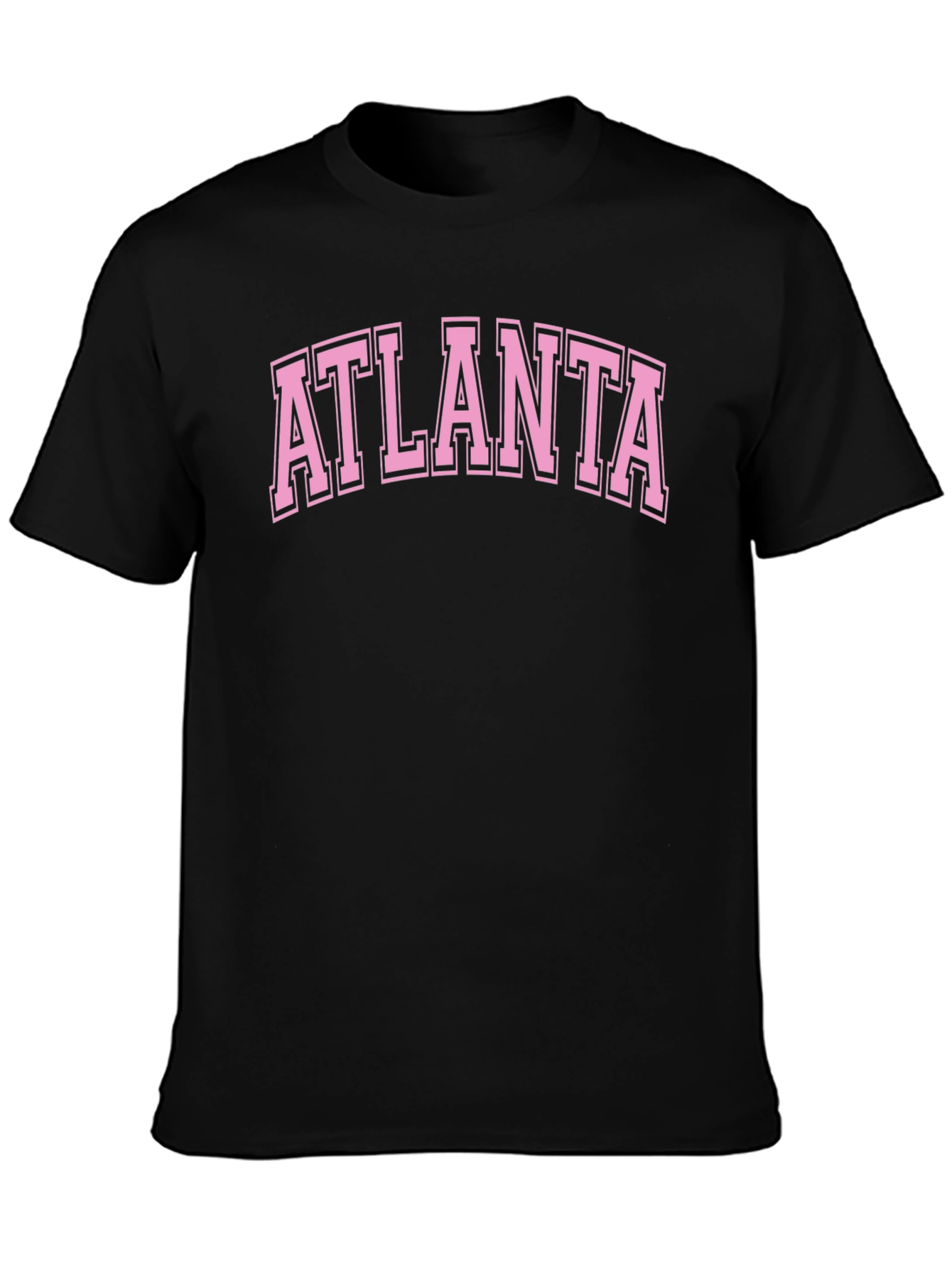 Black Atlanta Graphic Tee - Pink on Black Cotton T-Shirt view 3
