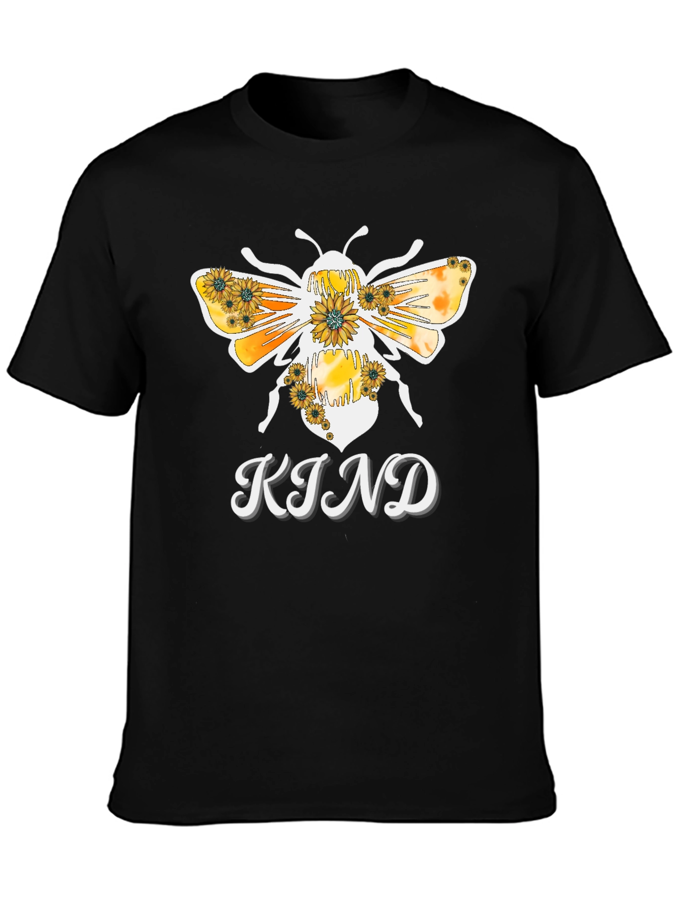 Black Bee Kind Sunflower Graphic T-Shirt view 3