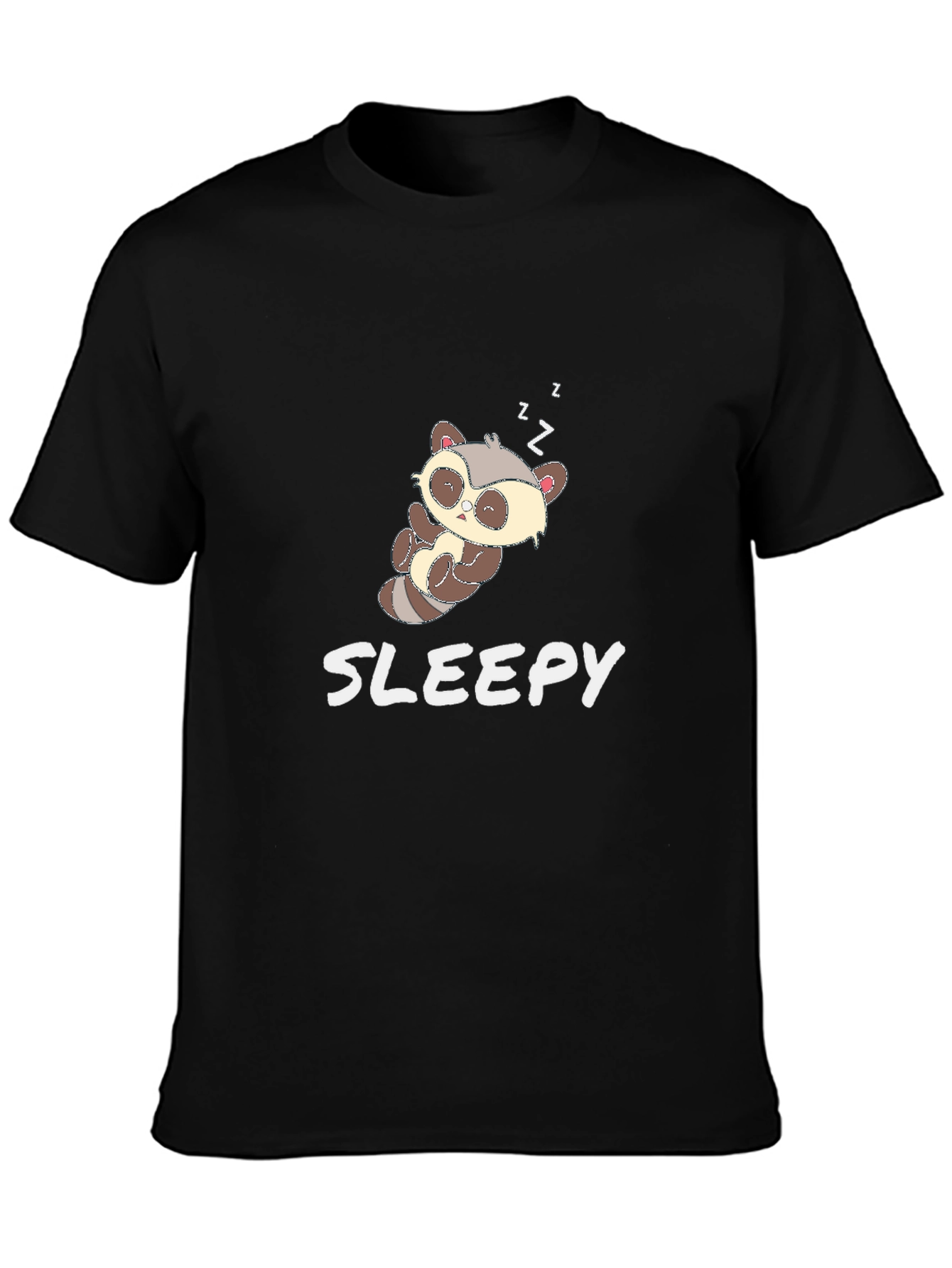 Black Cute Sloth 'Sleepy' Black T-Shirt view 3